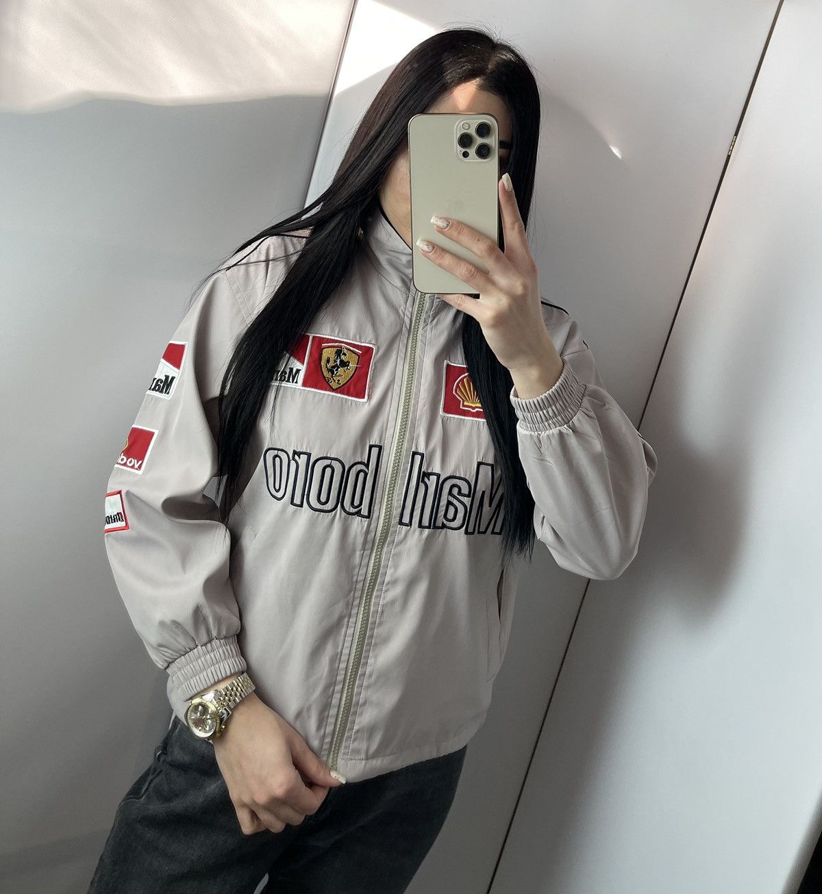 Vintage Marlboro Ferrari racing Jacket being XS big logo