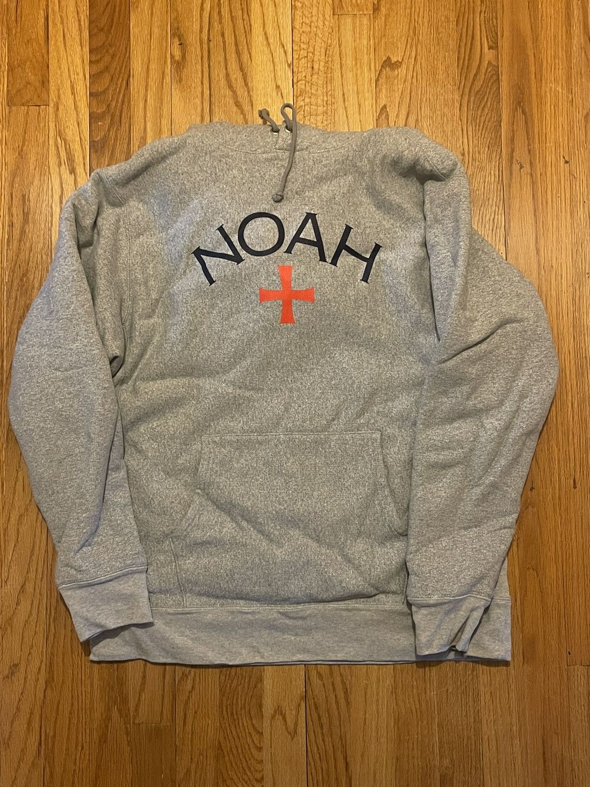 image of Noah Ny Core Logo Double Layer Reversible Fisherman Hoodie in Grey, Men's (Size XL)