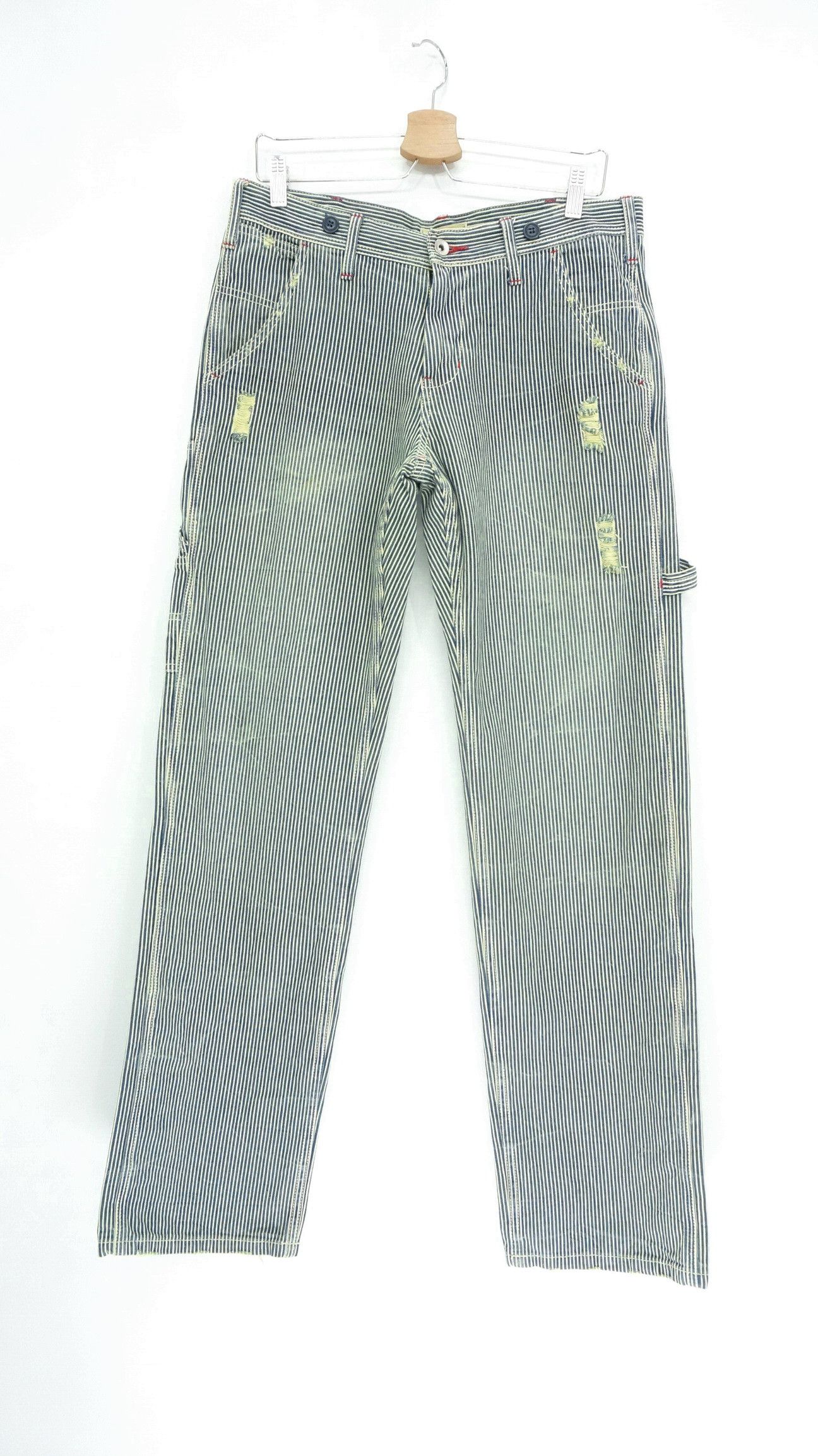 Japanese Brand BROWNY Japan Hickory Greenish Tint Denim Size US 33 - 1 Thumbnail