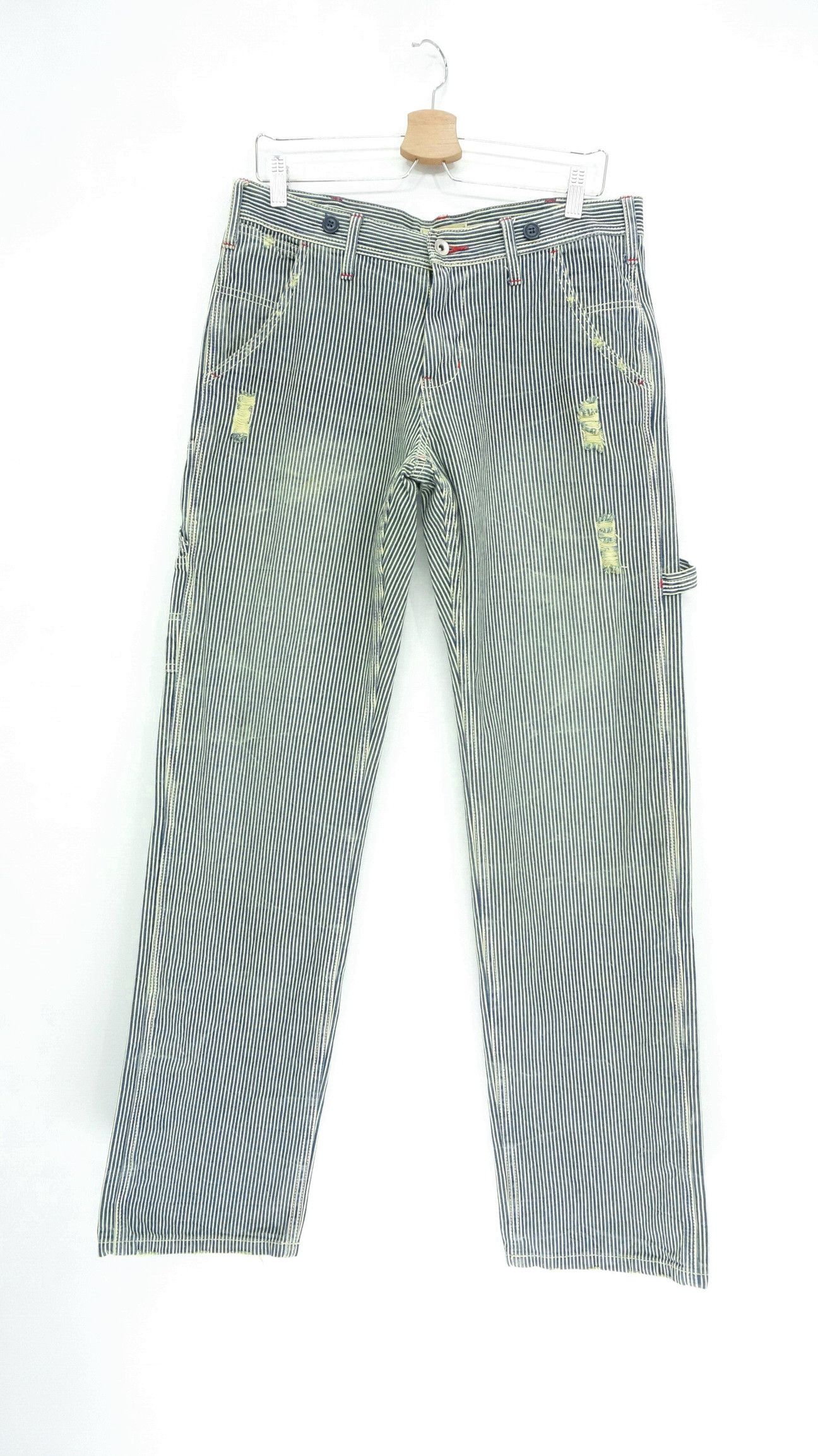 image of Browny Japan Hickory Greenish Tint Denim in Hickory Stripe, Men's (Size 33)