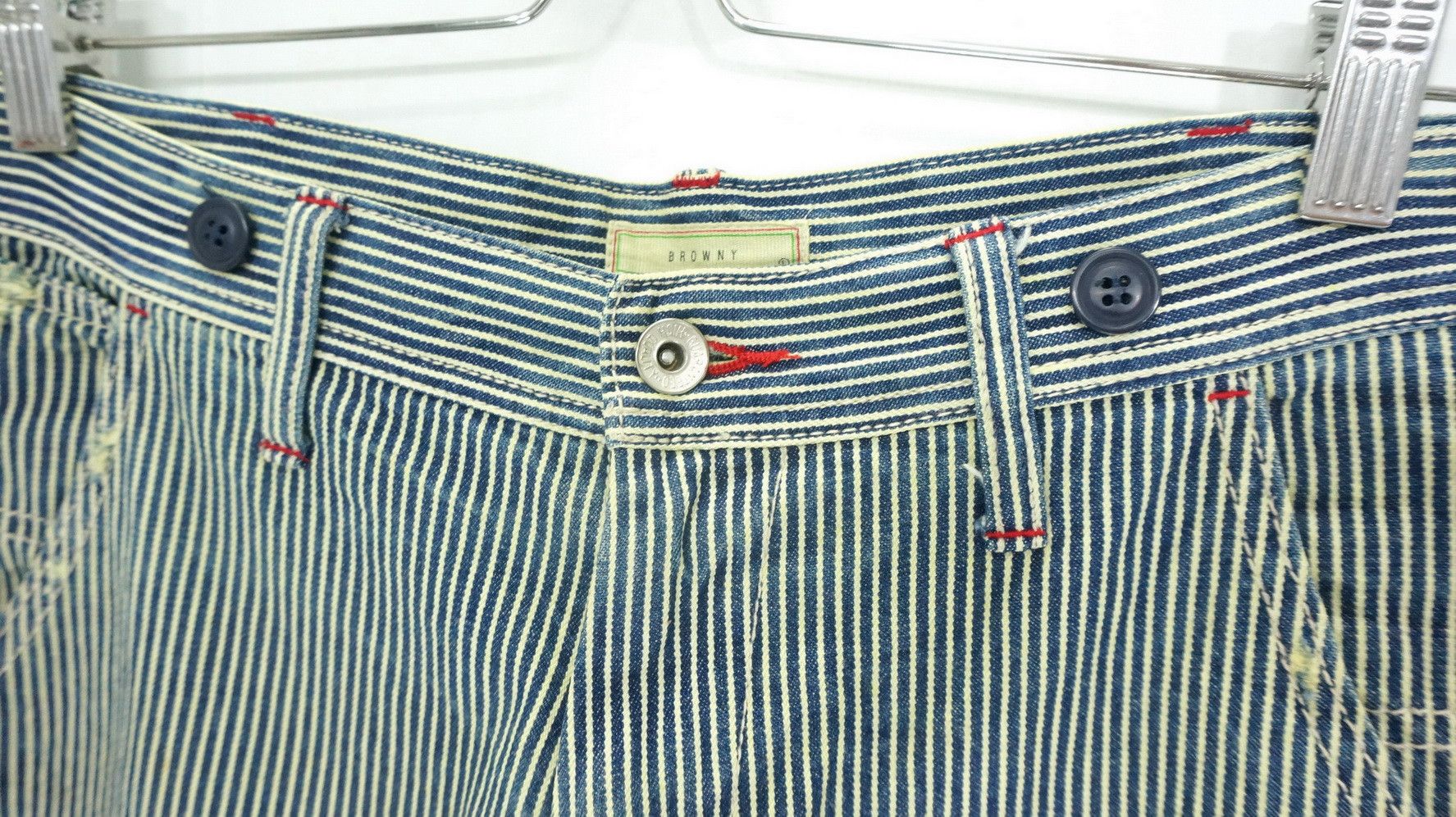 Japanese Brand BROWNY Japan Hickory Greenish Tint Denim Size US 33 - 8 Thumbnail