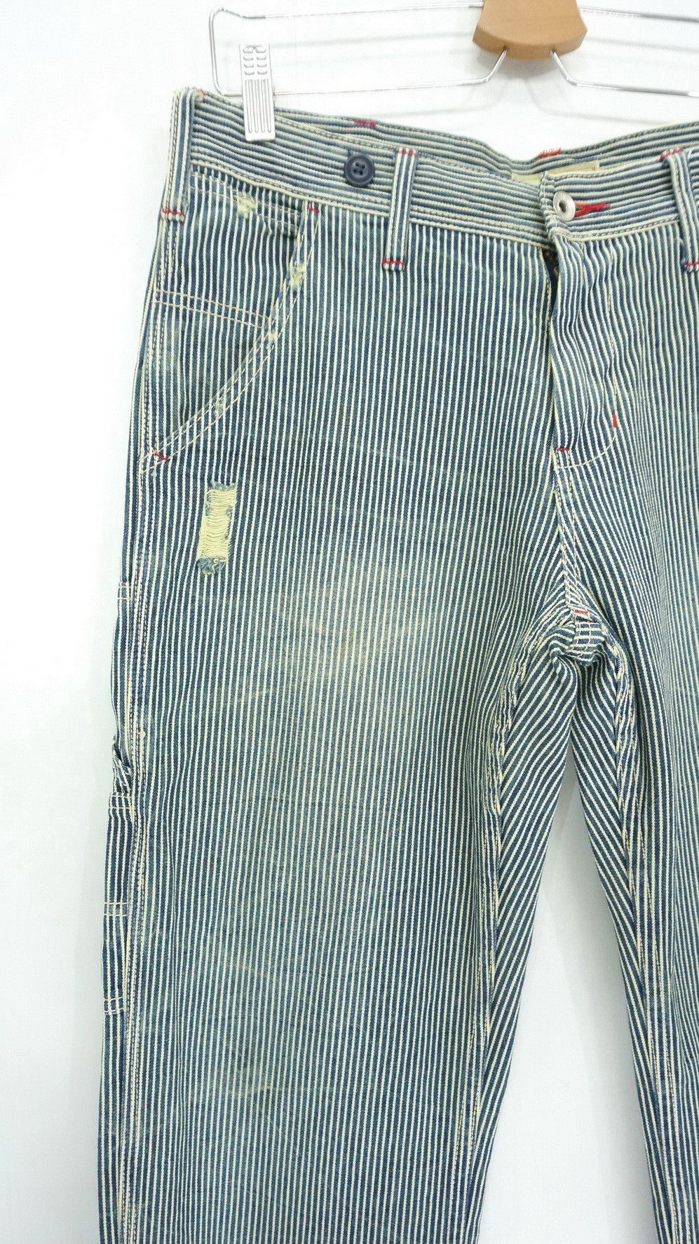 Japanese Brand BROWNY Japan Hickory Greenish Tint Denim Size US 33 - 3 Thumbnail