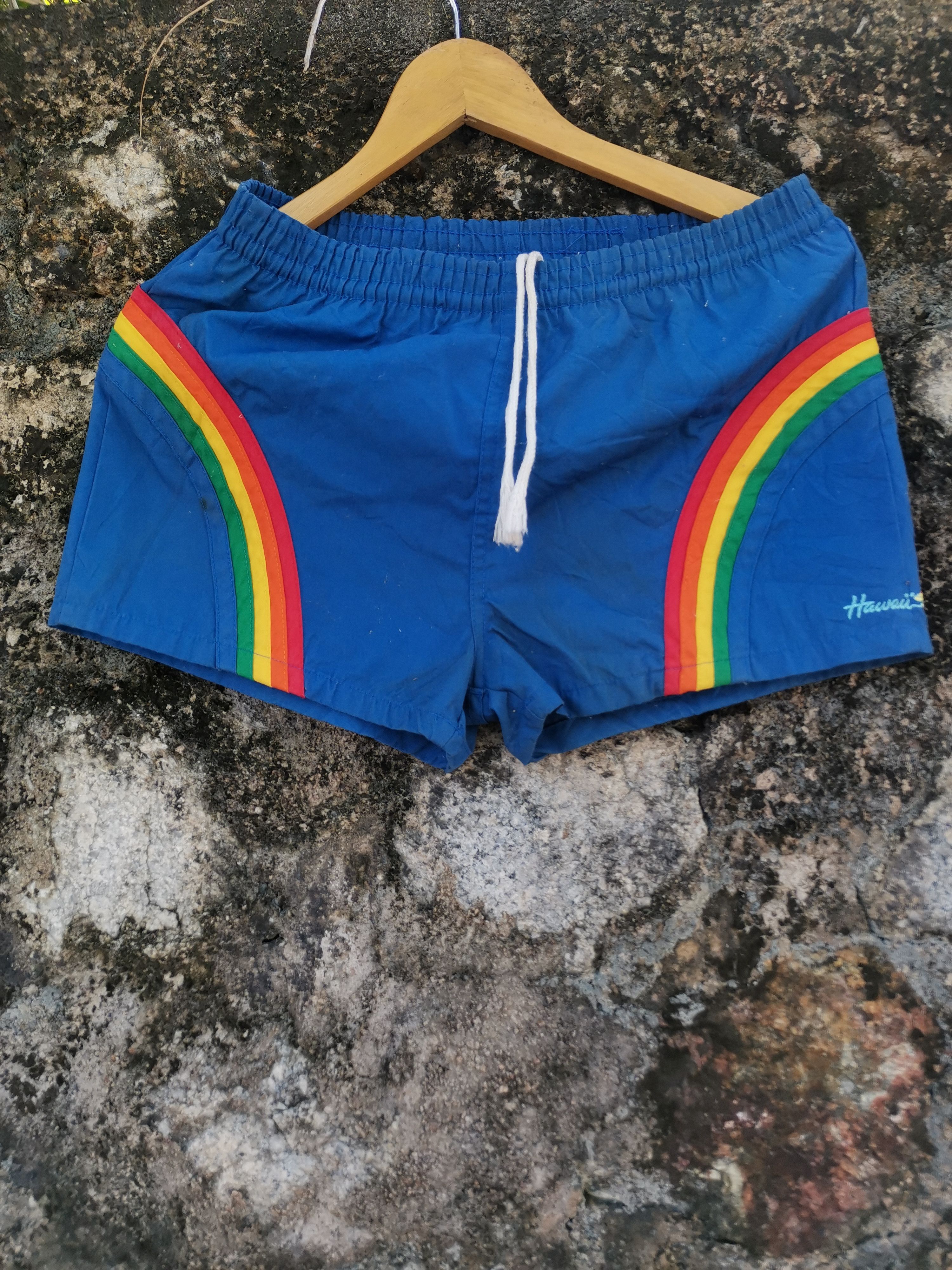 image of Fitted Hawaii x Hawaiian Shirt Vintage Hawaii Rainbow Yacht Pants in Blue, Men's (Size 27)