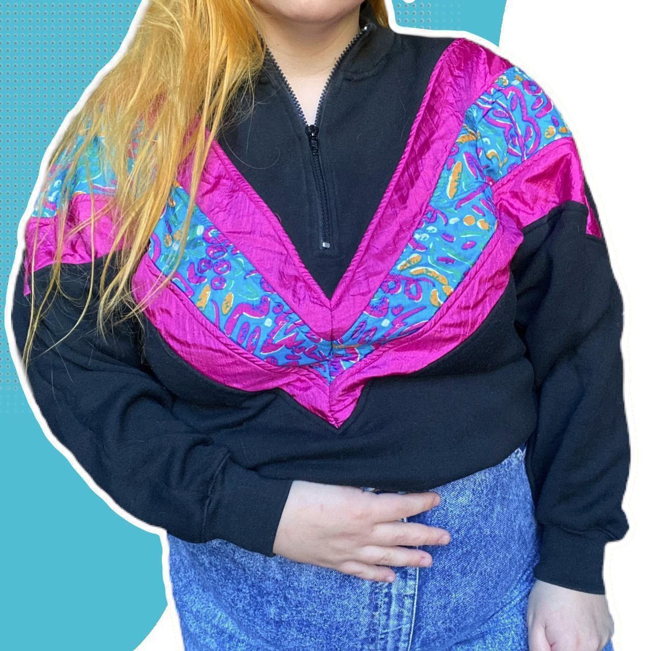 Vintage vintage 90s retro abstract patterned quarter zip sweatshirt Size US L / EU 52-54 / 3 - 2 Thumbnail