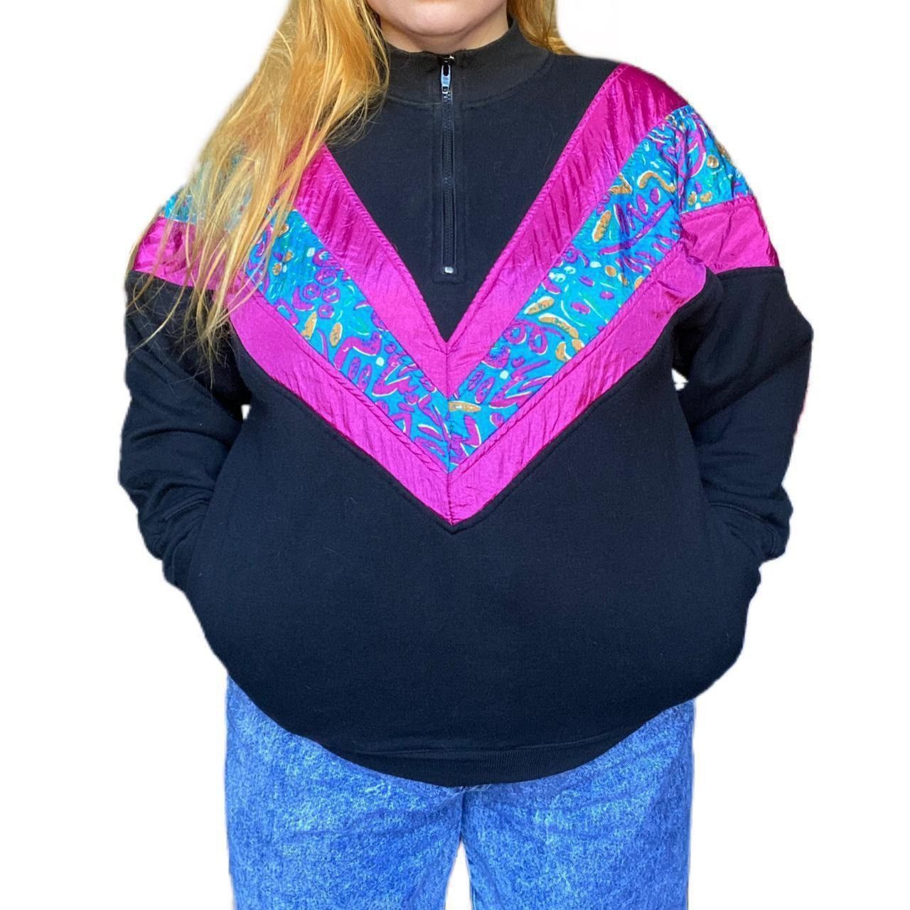 Vintage vintage 90s retro abstract patterned quarter zip sweatshirt Size US L / EU 52-54 / 3 - 1 Thumbnail