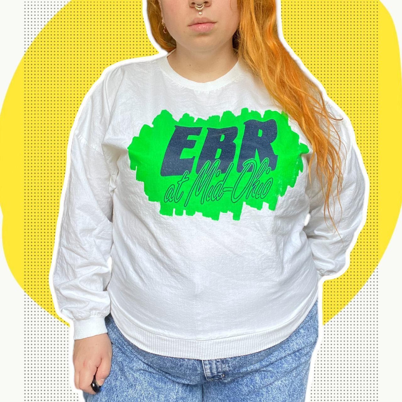 NASCAR vintage 90s EBR Motorcycle Racing neon graphic sweatshirt Size US M / EU 48-50 / 2 - 2 Thumbnail