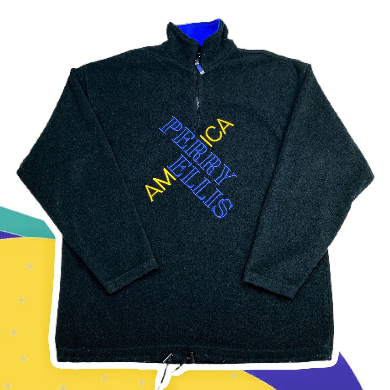 Perry Ellis Perry Ellis vintage 90s mock quarter zip fleece pullover Size US XL / EU 56 / 4 - 1 Thumbnail