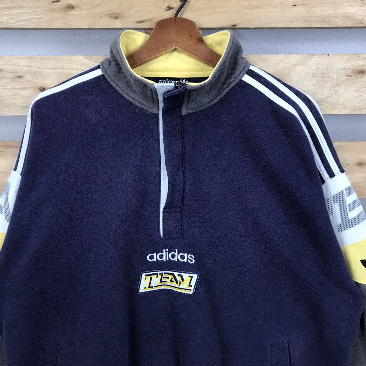 Sports Specialties Vintage Adidas Team Half Zip Sweatshirt Big Logo Size US L / EU 52-54 / 3 - 3 Thumbnail