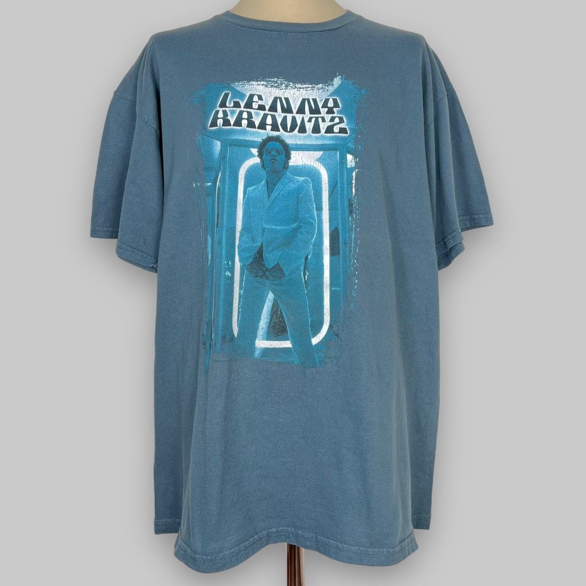 image of Rock T Shirt x Tour Tee Vintage 1999 Lenny Kravitz ‘5 Tour’ Promo Giant T Shirt in Turqouise (Size 