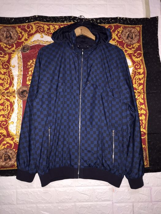 LV Embroidery Work Designer WIndcheater With Leather Sleeves QuiltedJacket