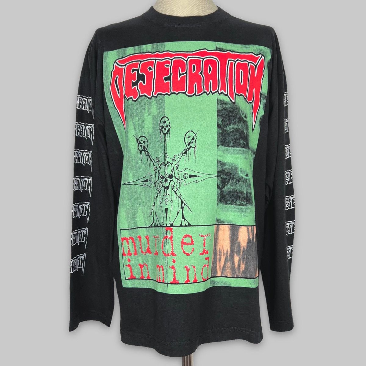 Band Tees Vintage 1999 Desecration ‘Murder in Mind’ Tour LS T Shirt Size US XL / EU 56 / 4 - 1 Thumbnail