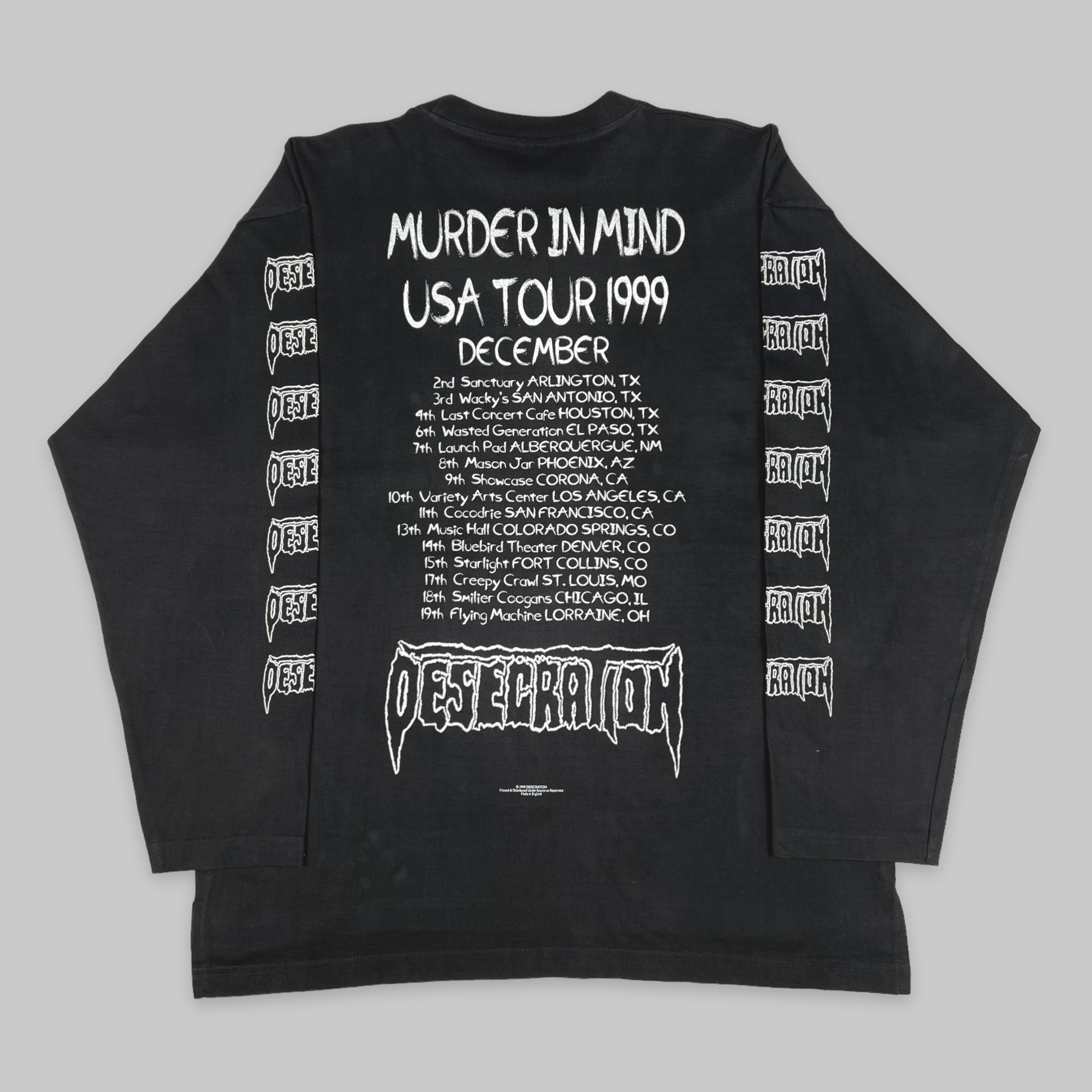 Band Tees Vintage 1999 Desecration ‘Murder in Mind’ Tour LS T Shirt Size US XL / EU 56 / 4 - 3 Thumbnail