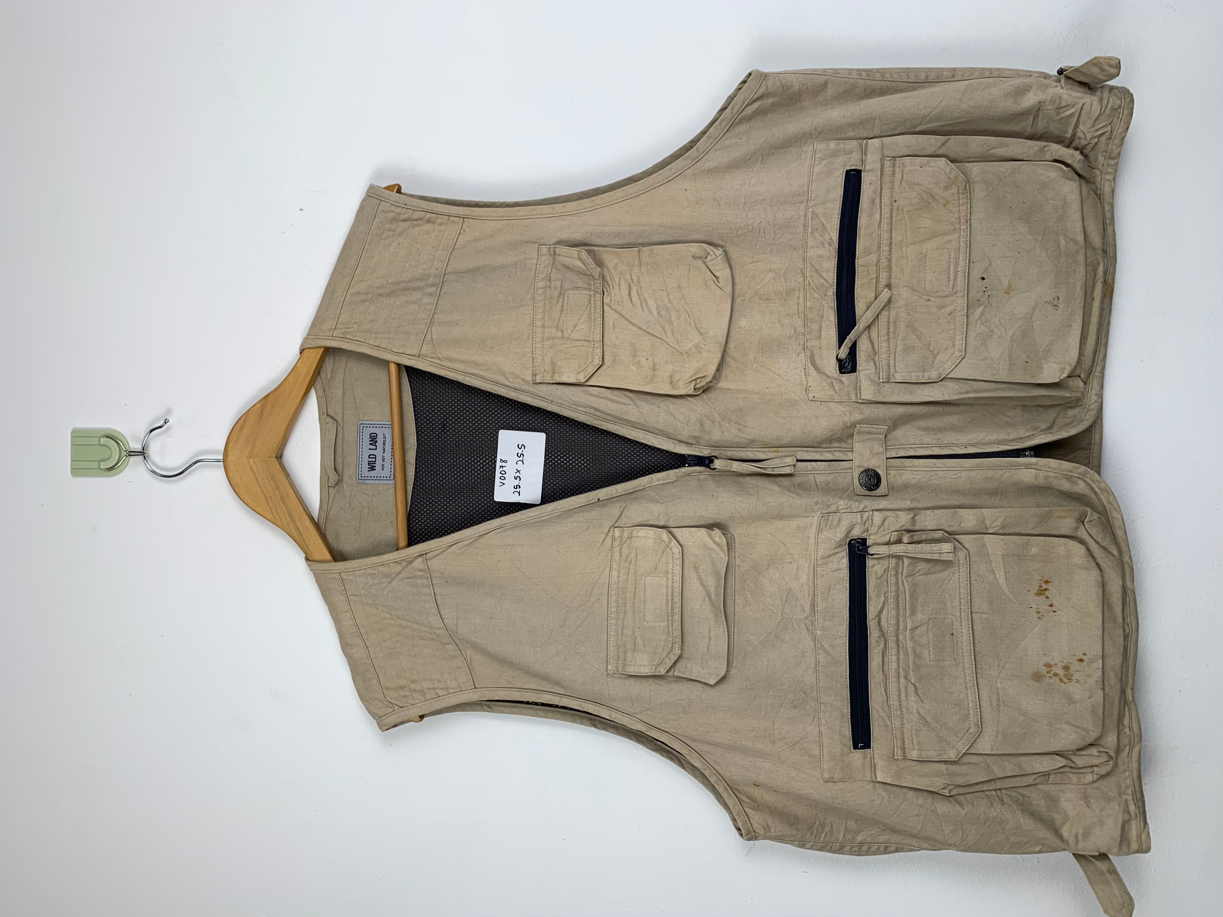 Vintage Vintage WILD LAND Khaki Zip Multi Pocket vests | Grailed