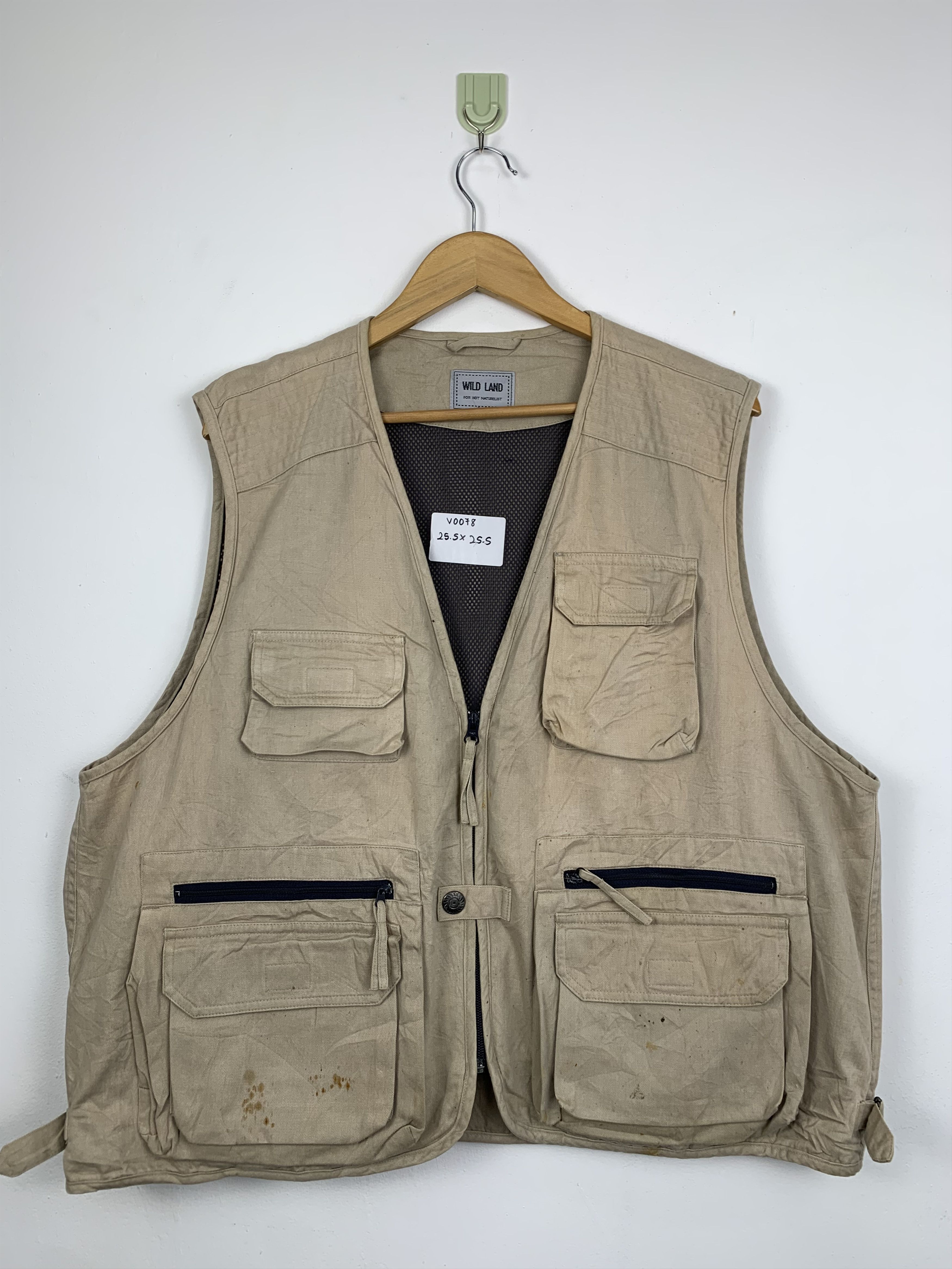 Vintage Vintage WILD LAND Khaki Zip Multi Pocket vests | Grailed
