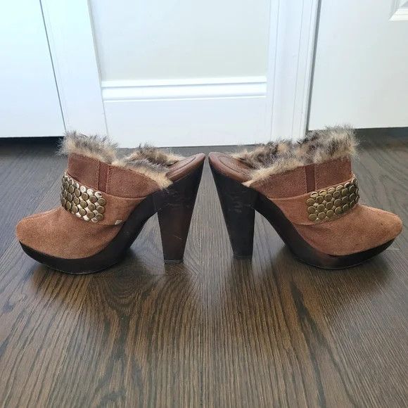 Michael Kors MMK Collette Studded Fur Trim Clog Cozy Fall Travel Winter Size US 9 / IT 39 - 5 Thumbnail
