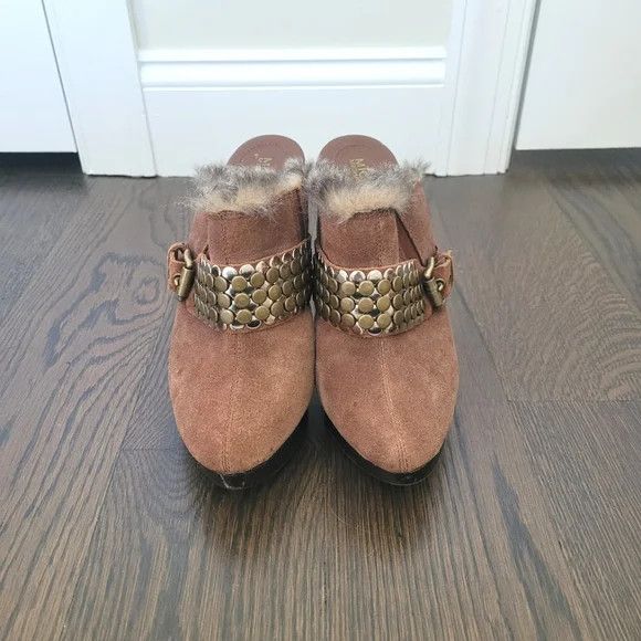 Michael Kors MMK Collette Studded Fur Trim Clog Cozy Fall Travel Winter Size US 9 / IT 39 - 3 Thumbnail