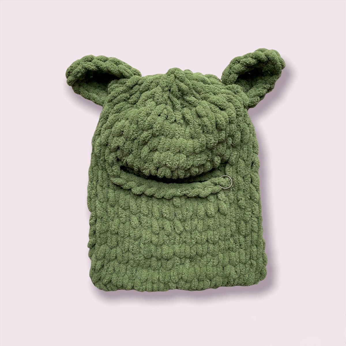 Handmade Handmade Knitted Balaclava Ski Mask Bunny Shrek Style Tiktok Size ONE SIZE - 2 Thumbnail