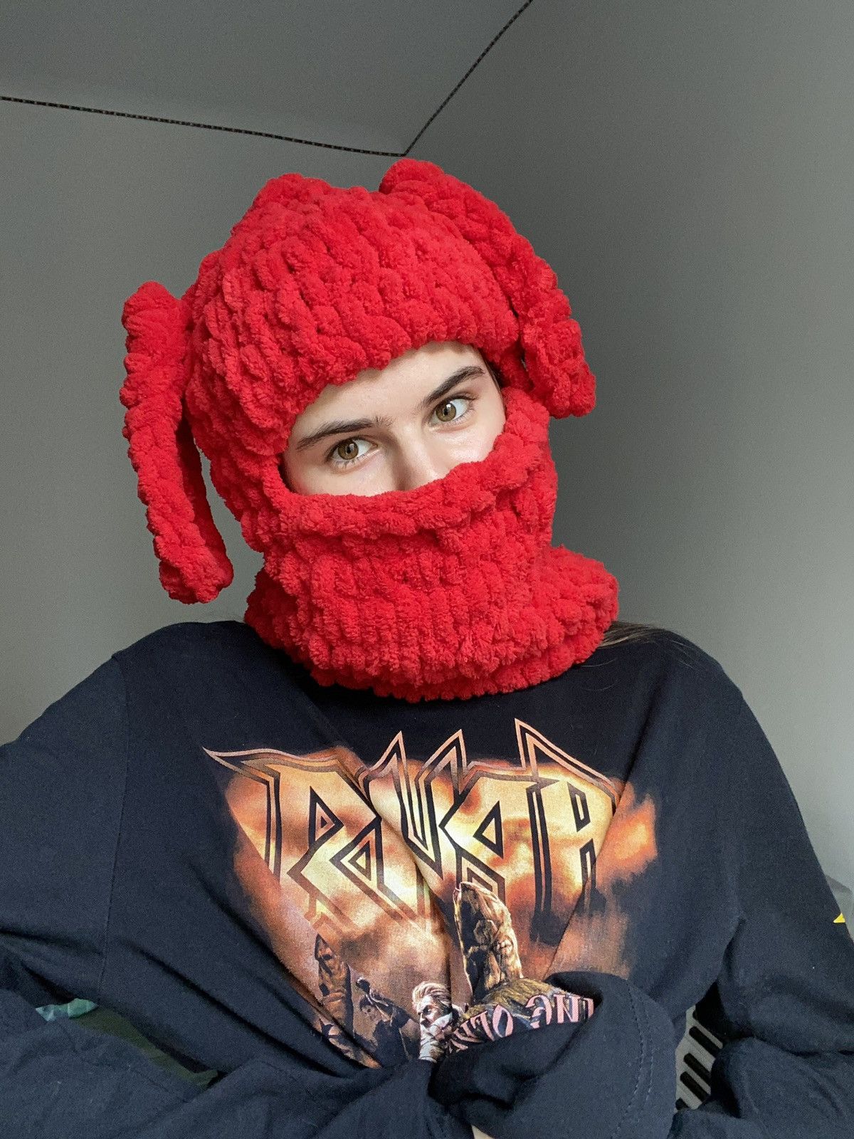 Handmade × Japanese Brand Handmade Knitted Balaclava Ski Mask Bunny Rabbit Dog Style Size ONE SIZE - 1 Thumbnail