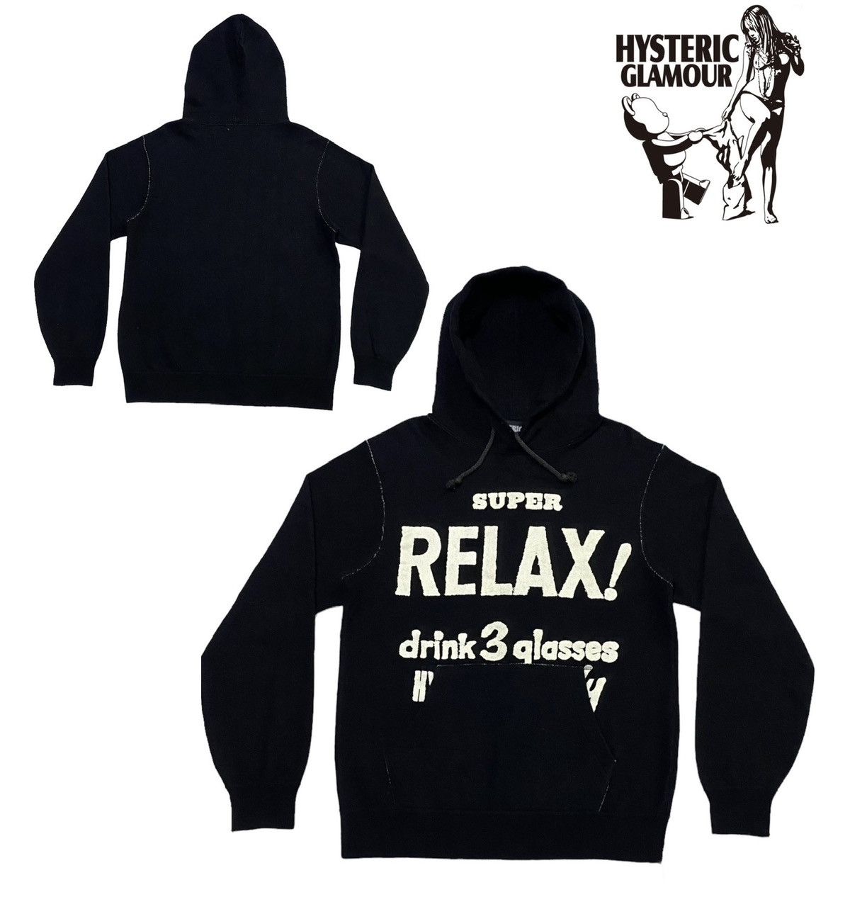 Hysteric Glamour Vintage Hysteric Glamour Relax Drink 3 Glasses Hoodei Size US M / EU 48-50 / 2 - 1 Thumbnail
