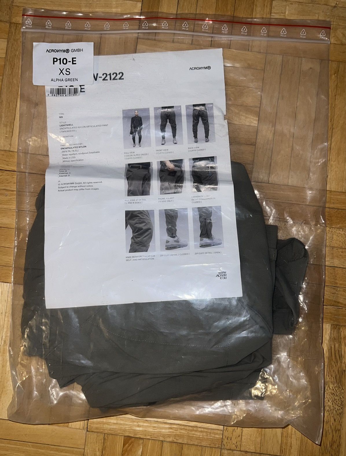 image of Acronym P10-E Alpha Green Xs Extra Small, Men's (Size 28)