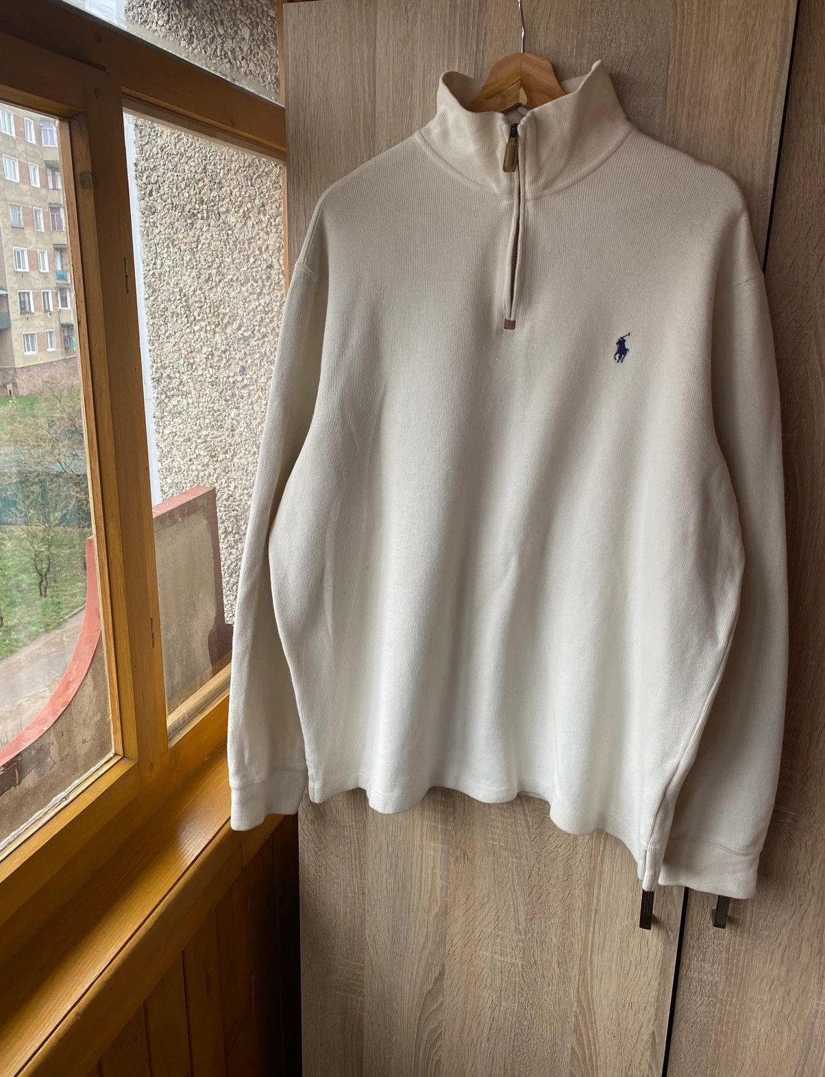 Vintage Polo Ralph Lauren Beige 1/4 Zip Knitted Sweater