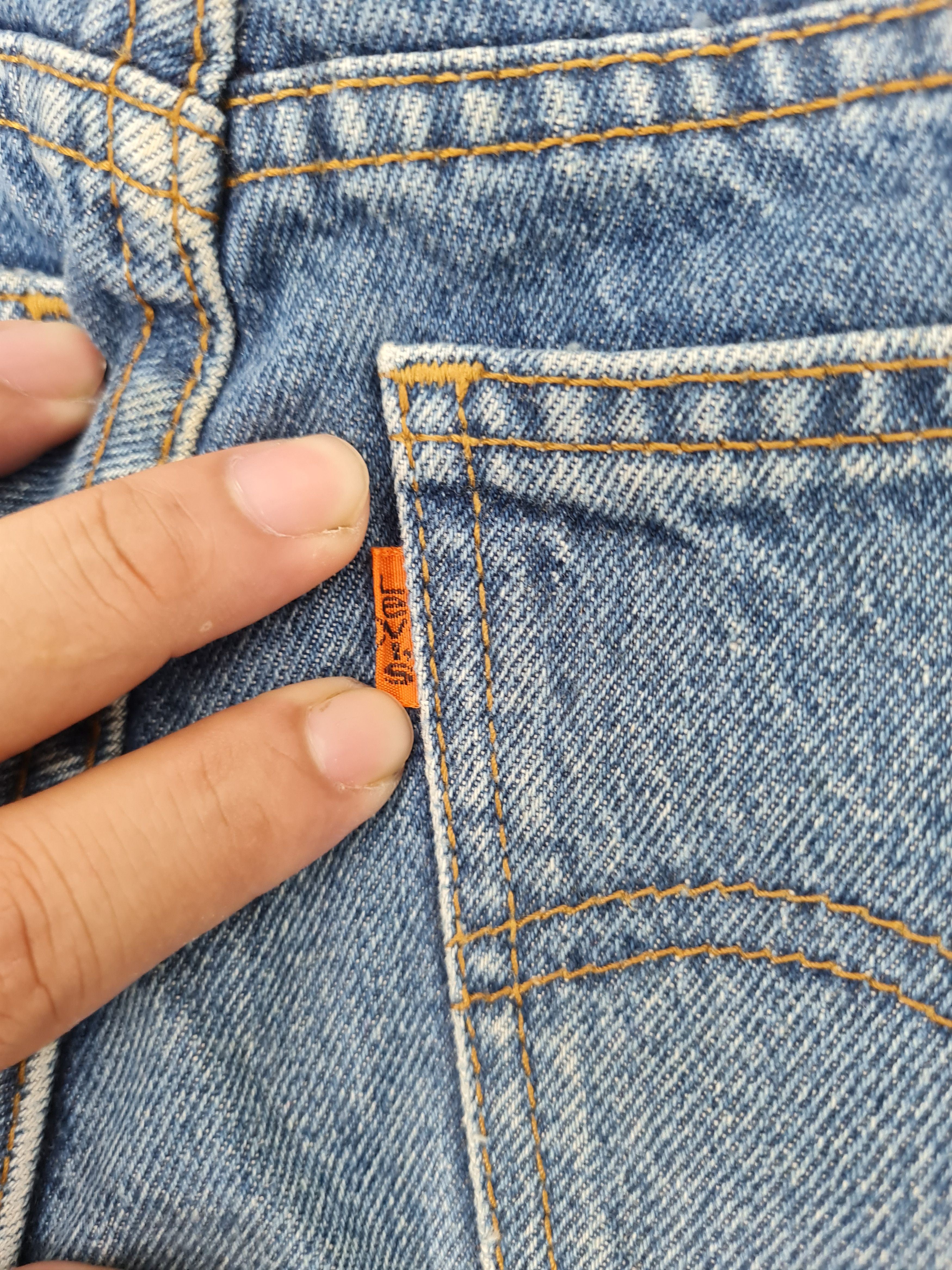 Vtg LEVIS 210 Orange Tab Sun Faded Size 28x28 Jeans L0043