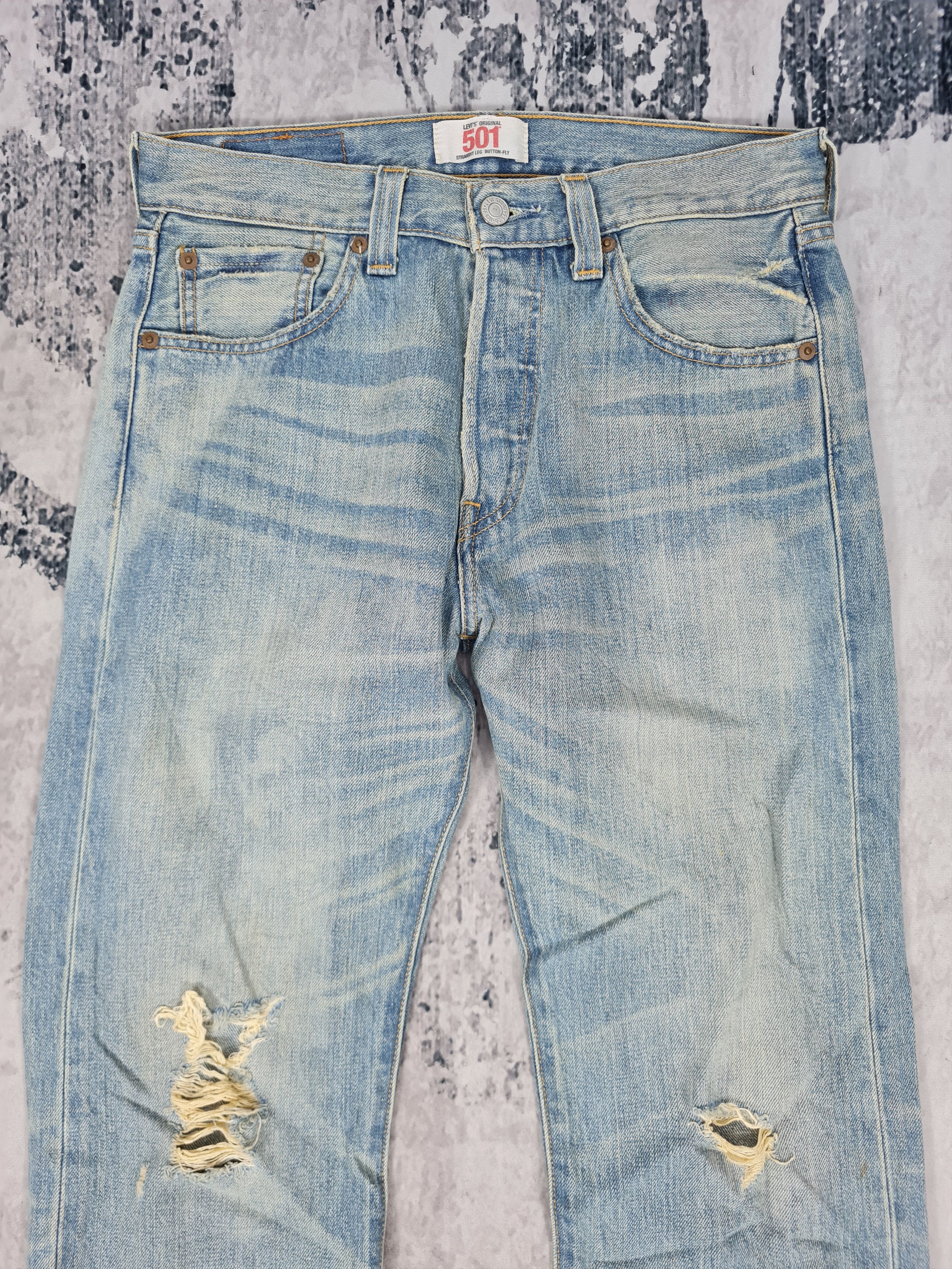 Levi's LEVIS 501 Sun Faded Distressed Denim Size 29x33 Jeans L0034 Size US 29 - 5 Thumbnail