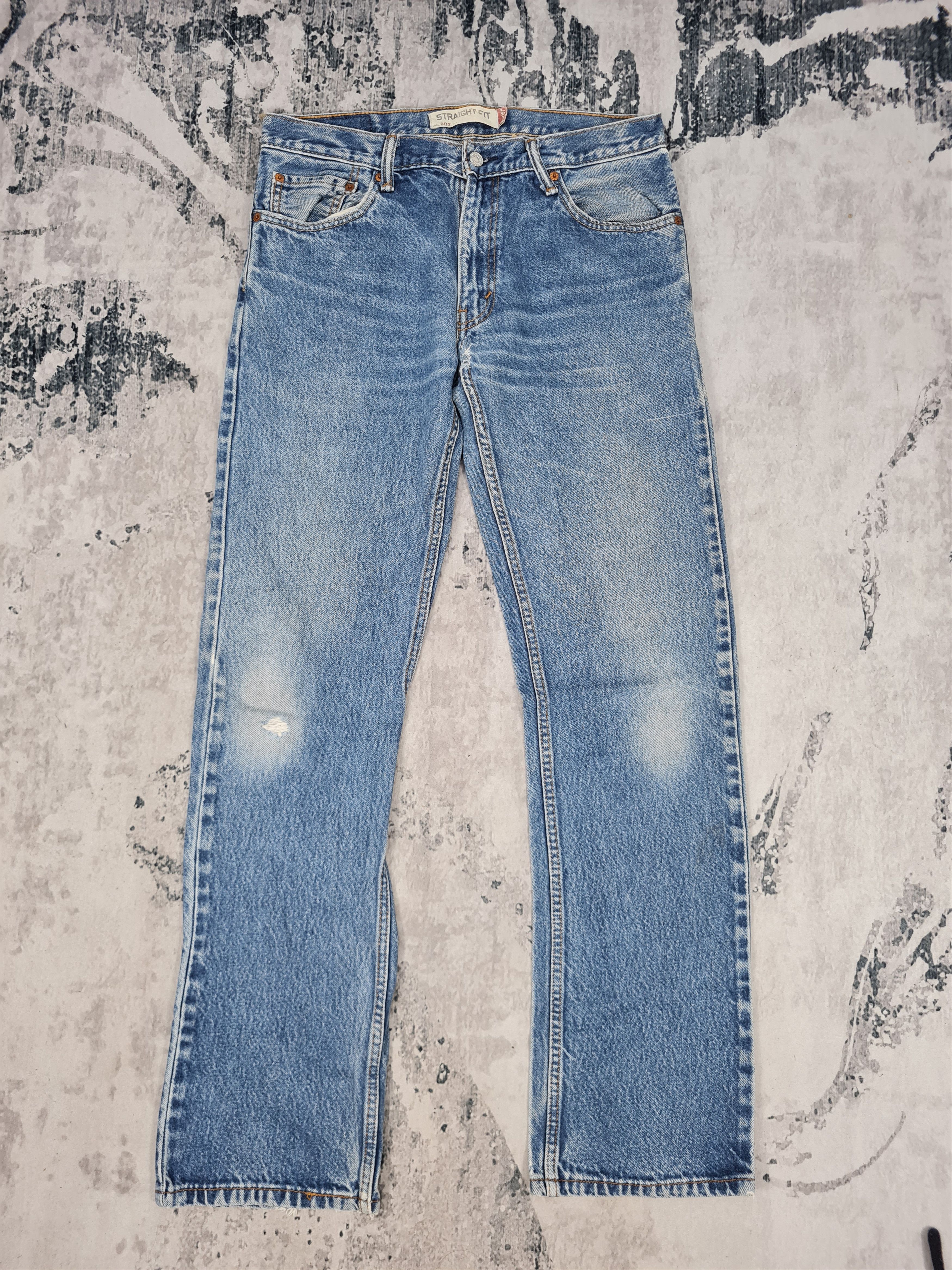 VTG LEVIS 505 Stone Wash Distressed Size 34x33 Jeans L0037