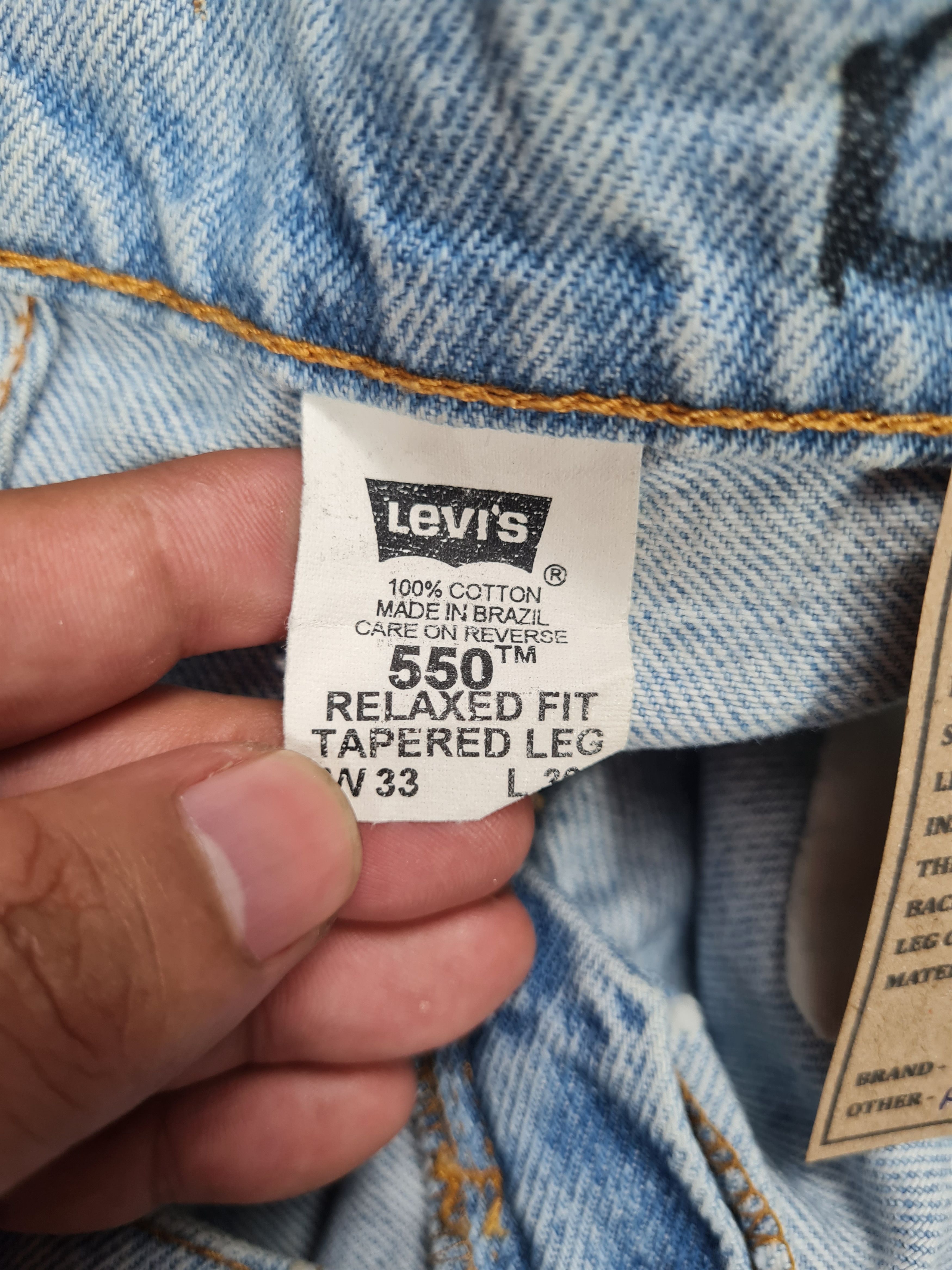 Levi's Vtg LEVIS 550 Light Wash Distressed Rusty 33X30 Jeans L0253 Size US 33 - 11 Thumbnail