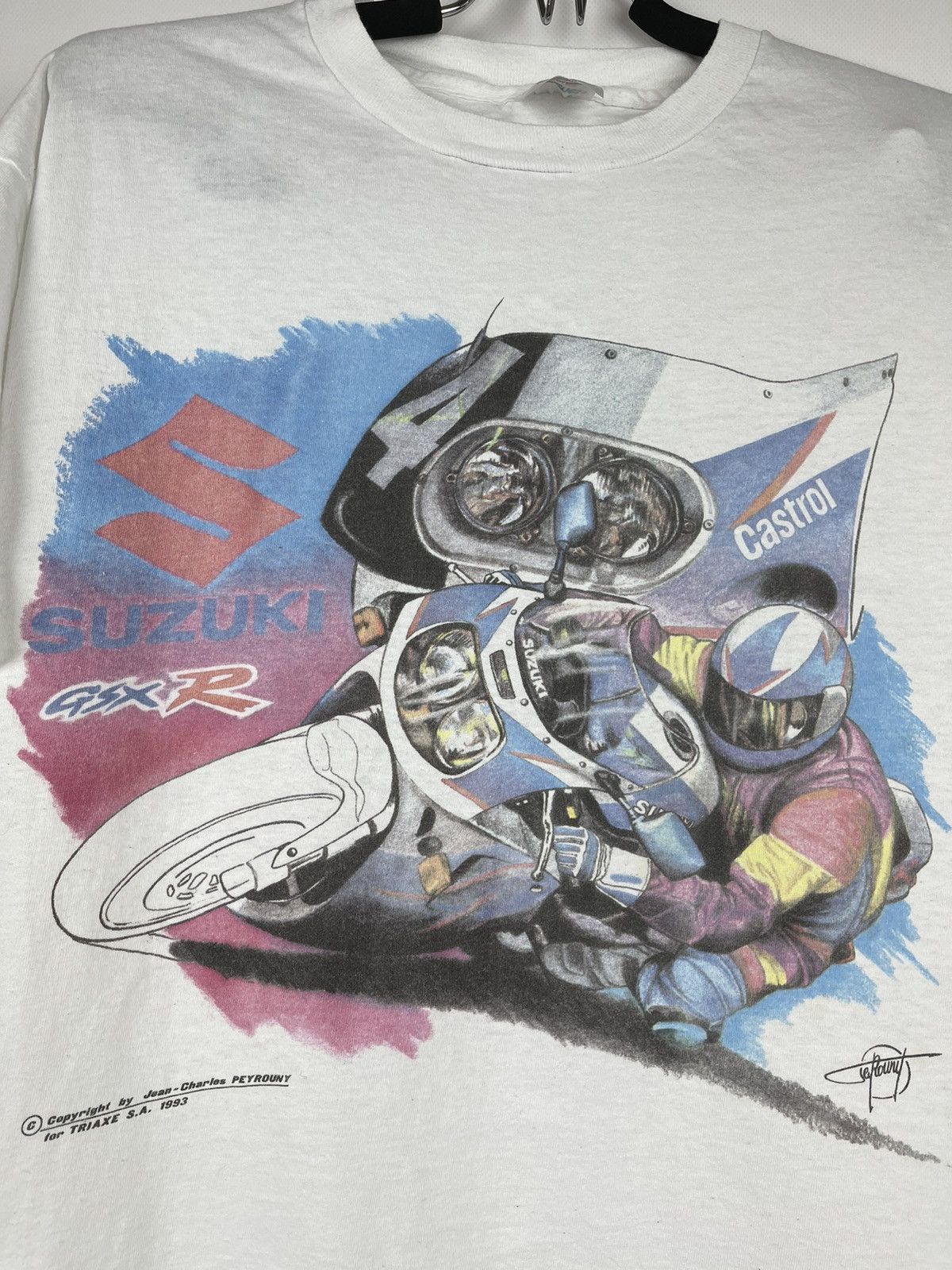 Hanes × Vintage Hanes Suzuki gsxr vintage 1993 big logo tee shirt Size US L / EU 52-54 / 3 - 9 Thumbnail