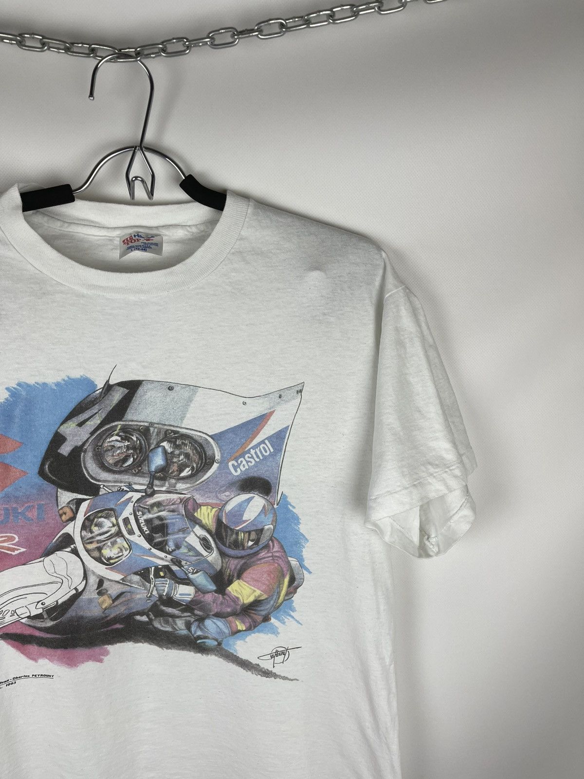 Hanes × Vintage Hanes Suzuki gsxr vintage 1993 big logo tee shirt Size US L / EU 52-54 / 3 - 4 Thumbnail