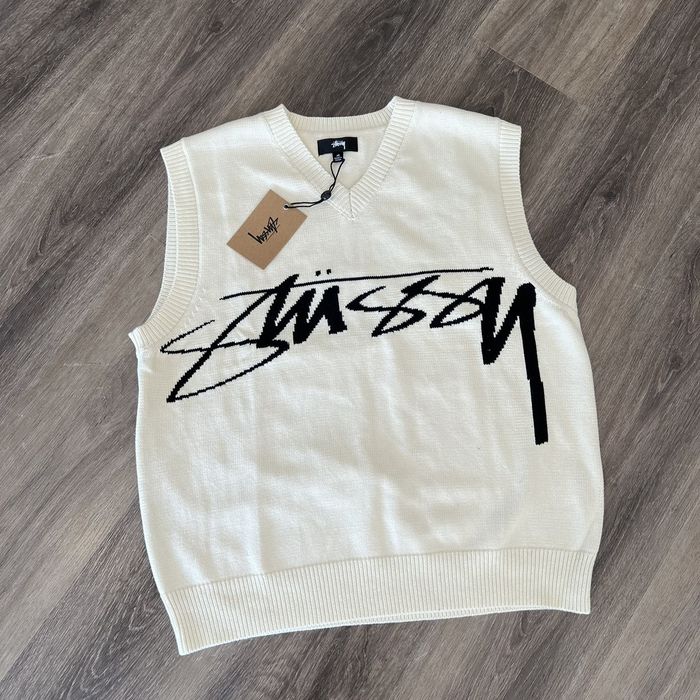 Stussy Stussy Knit Sweater Vest Cream Grailed