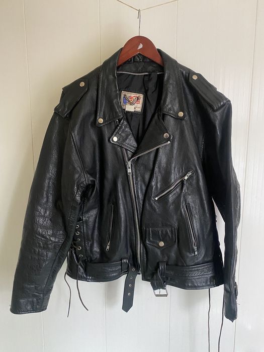 90s Vintage Oversized Leather  Moto Coat S-M