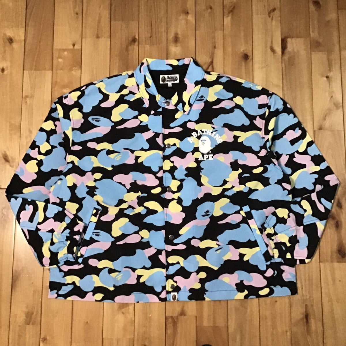 image of Bape Cotton Candy Camo Coach Jacket Multi Camo A Bathing Ape in Black, Men's (Size XL)