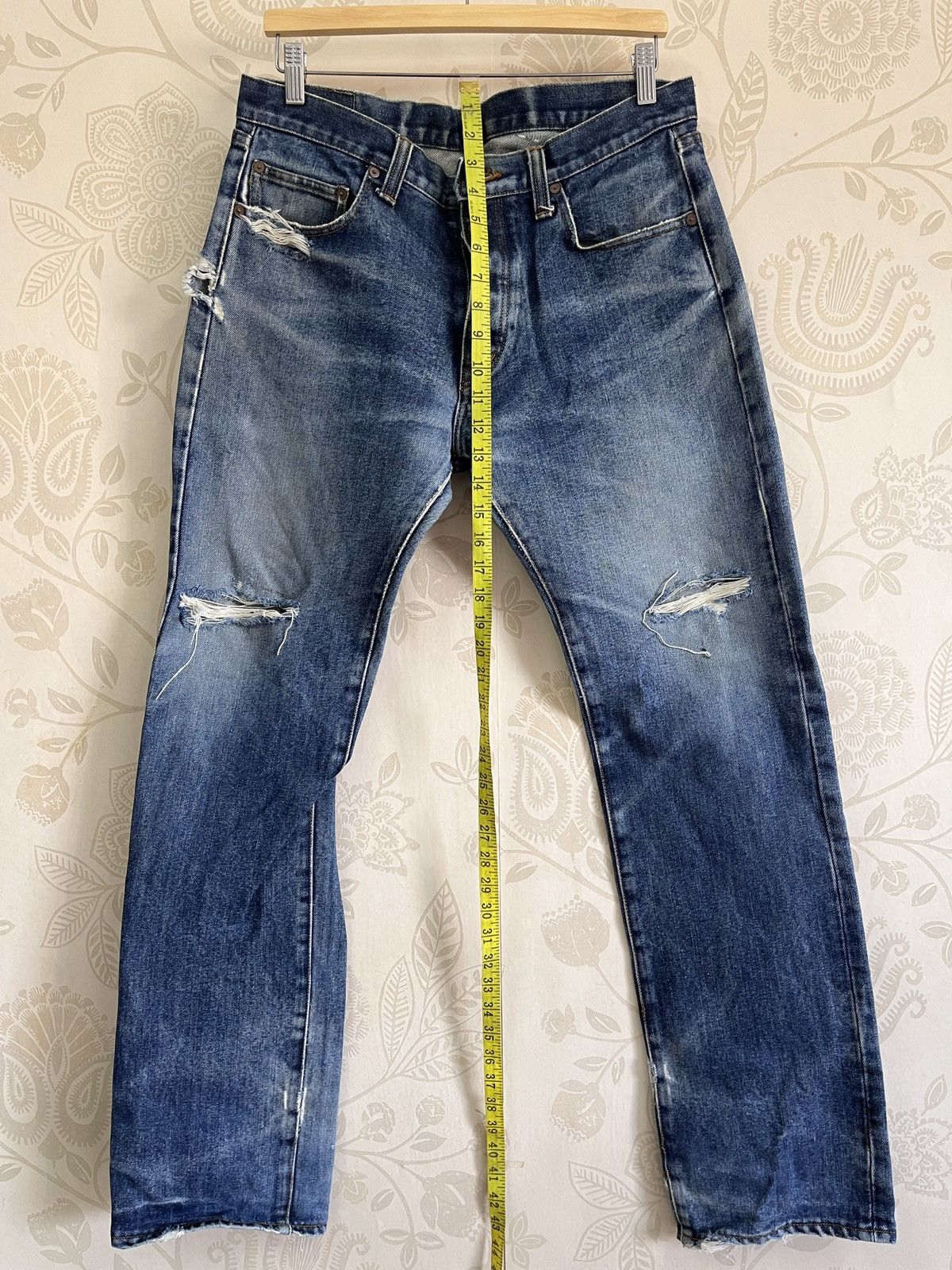 Vintage GRAILS Kojima Genes Japan Blue Buttons Distressed Denim Size US 34 / EU 50 - 2 Thumbnail