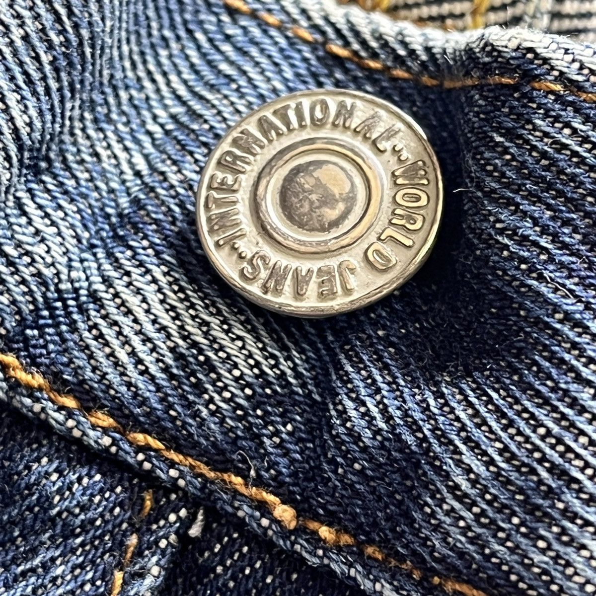 Vintage GRAILS Kojima Genes Japan Blue Buttons Distressed Denim Size US 34 / EU 50 - 3 Thumbnail