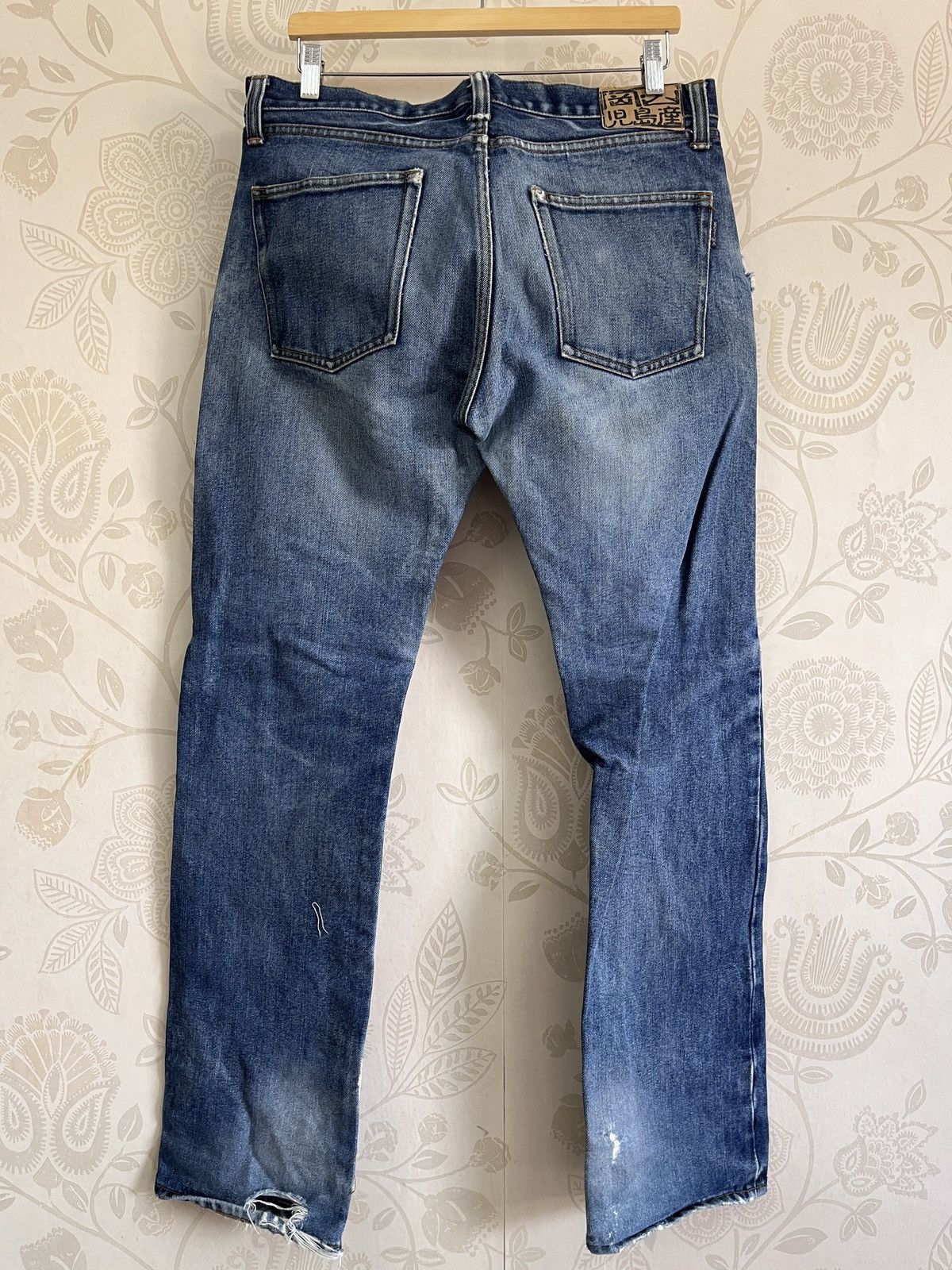 Vintage GRAILS Kojima Genes Japan Blue Buttons Distressed Denim Size US 34 / EU 50 - 23 Thumbnail