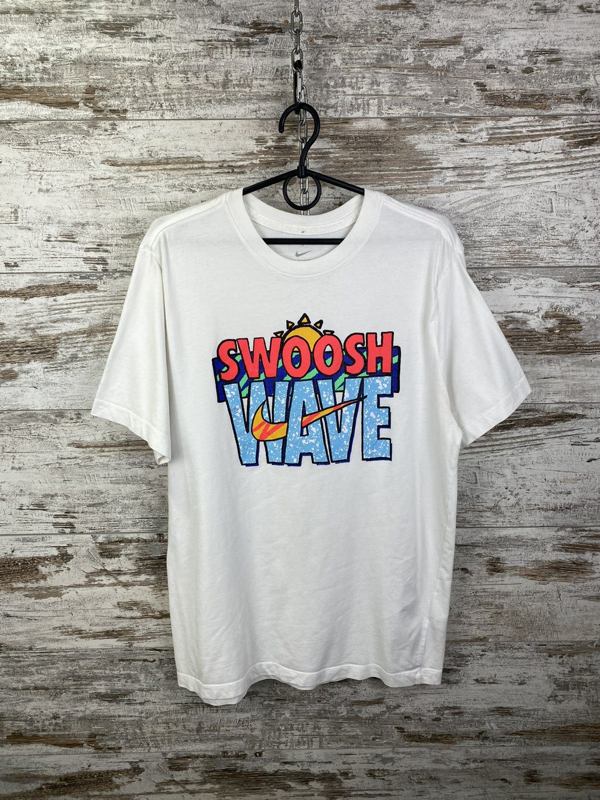 Nike × Vintage Mens Vintage distressed Nike T-shirt rare tee y2k big logo Size US M / EU 48-50 / 2 - 1 Thumbnail