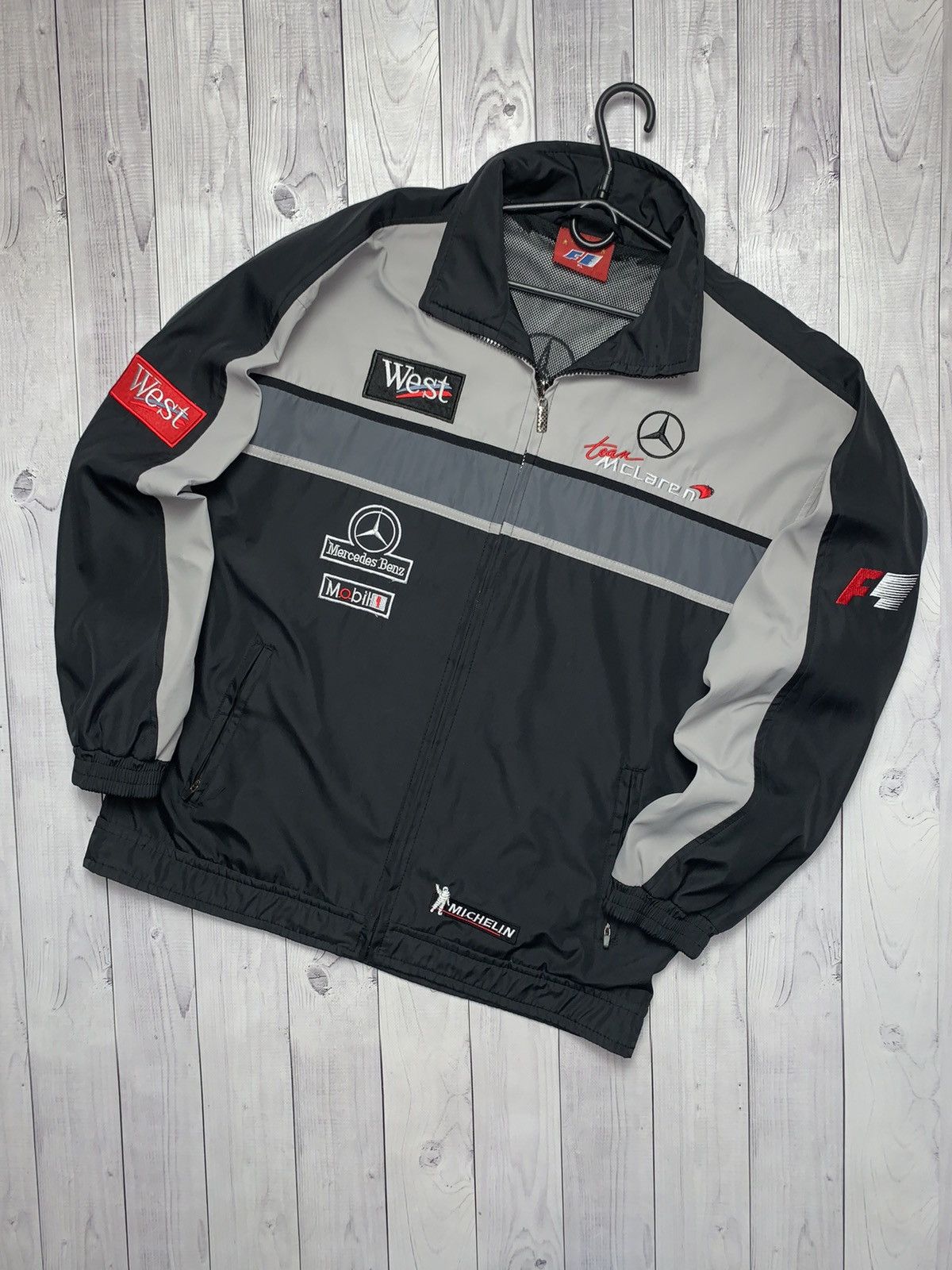 image of Vintage Mercedes Benz Mclaren Racing Jacket Formula 1 XL in Grey, Men's