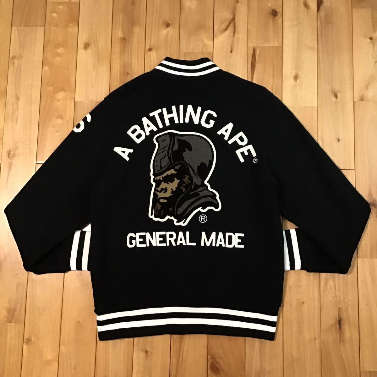 Bape BAPE General sweat varsity jacket black a bathing ape NIGO | Grailed