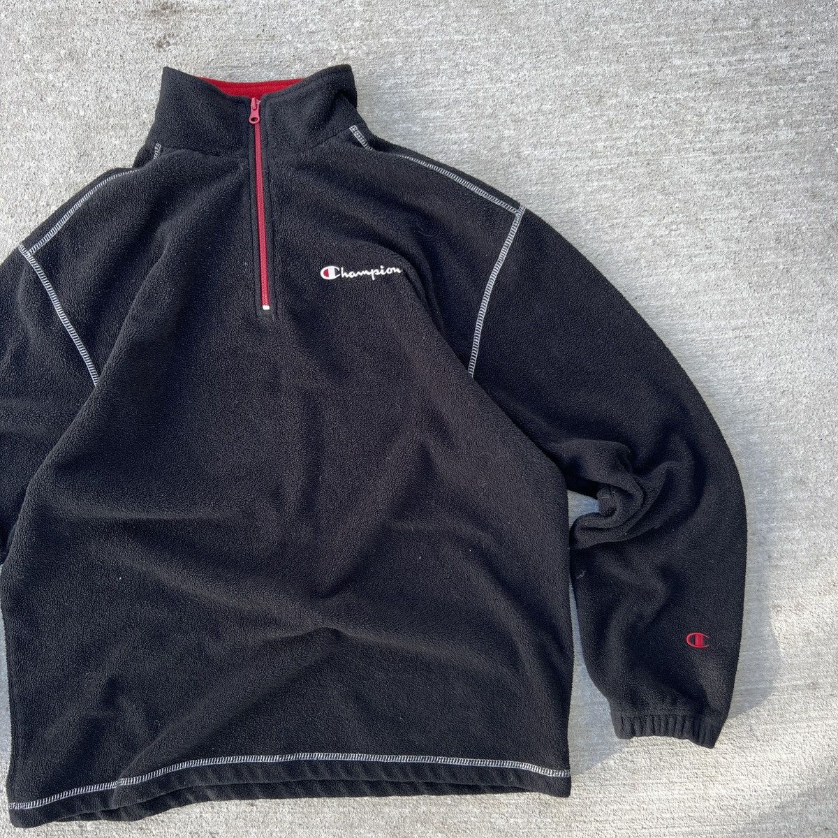 Champion × Vintage Vintage Champion Fleece 3/4 Zip Pullover Size US XL / EU 56 / 4 - 2 Thumbnail