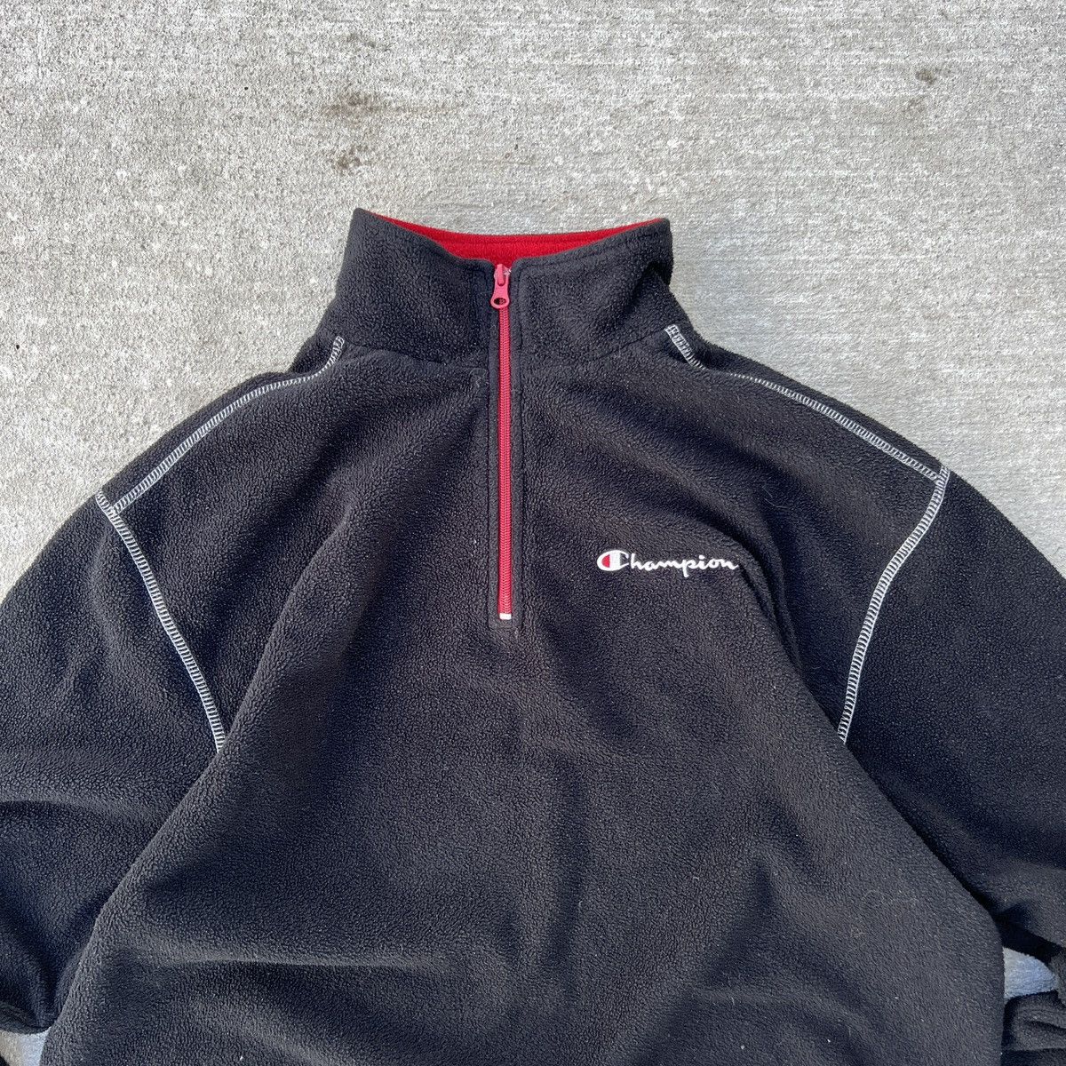 Champion × Vintage Vintage Champion Fleece 3/4 Zip Pullover Size US XL / EU 56 / 4 - 3 Thumbnail