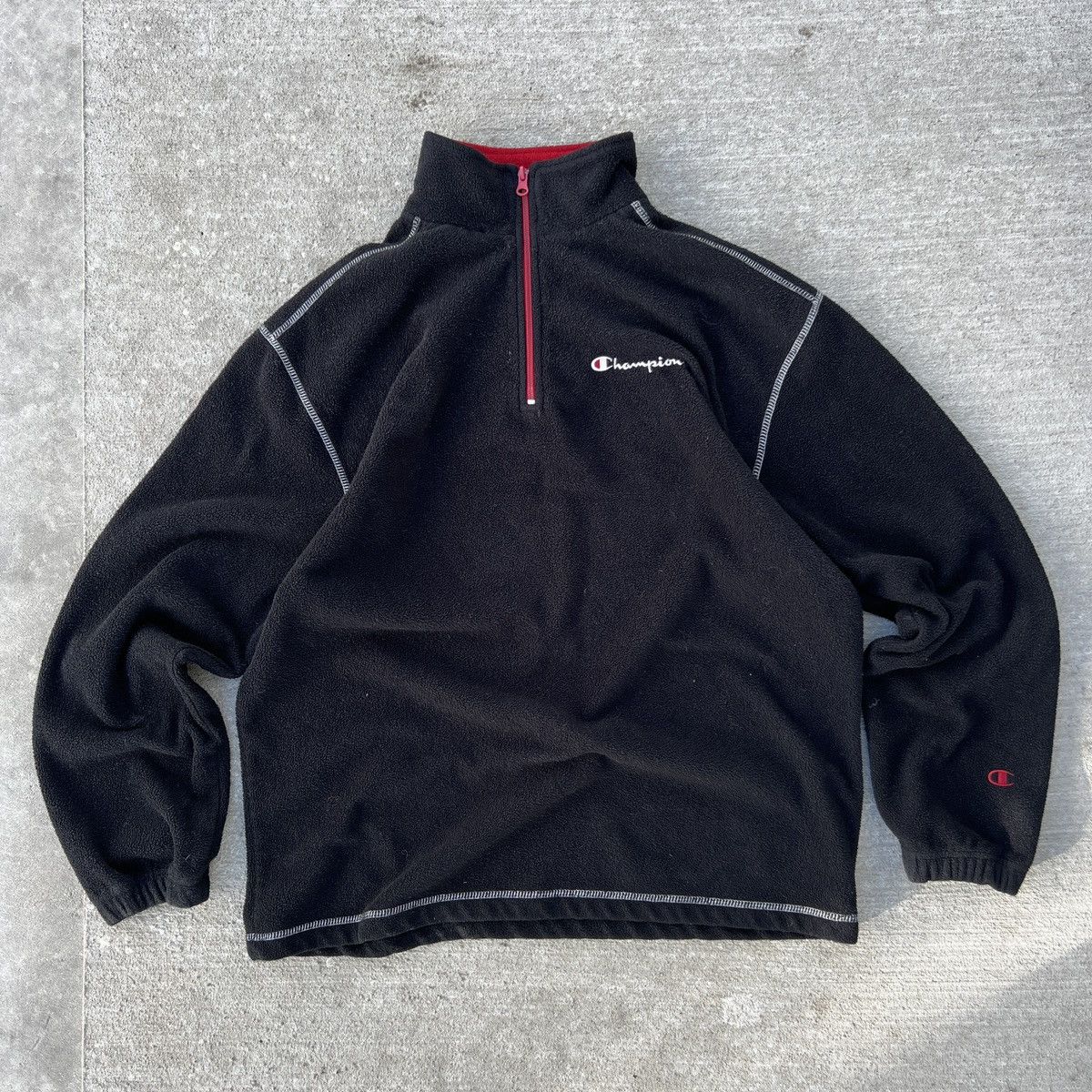 Champion × Vintage Vintage Champion Fleece 3/4 Zip Pullover Size US XL / EU 56 / 4 - 1 Thumbnail
