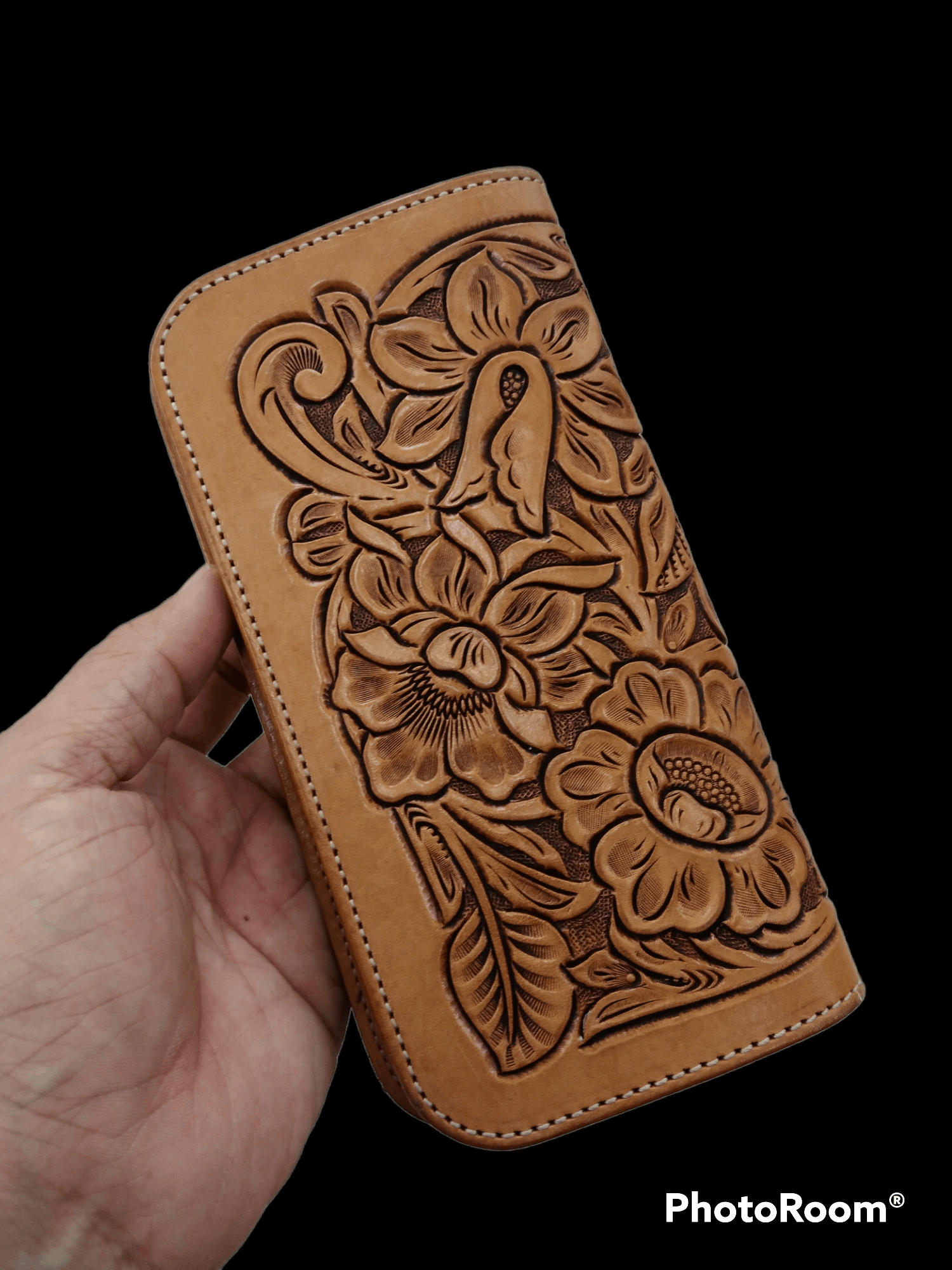 Leather HAND CARVE LEATHER UNBRANDED FLORAL LONG WALLET Size ONE SIZE - 2 Thumbnail