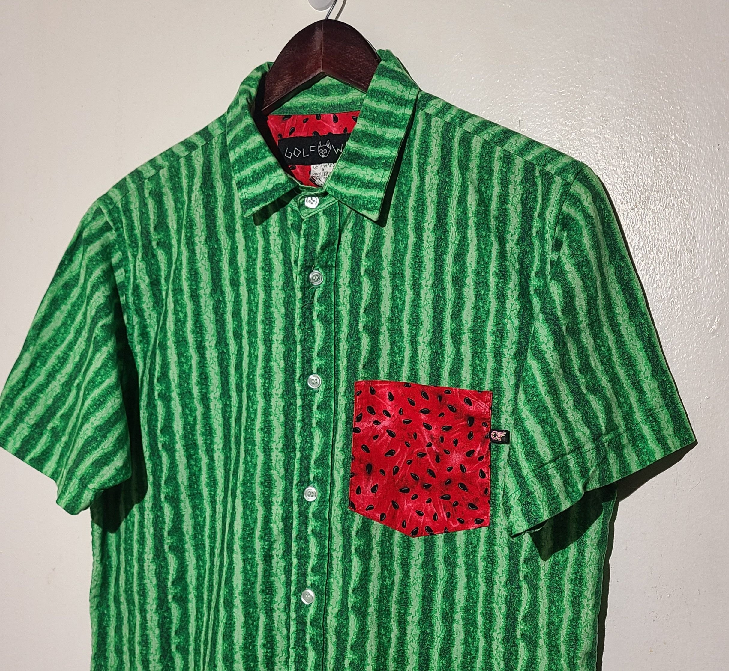 image of Golf Wang Watermelon Button Up in Green, Men's (Size Small)