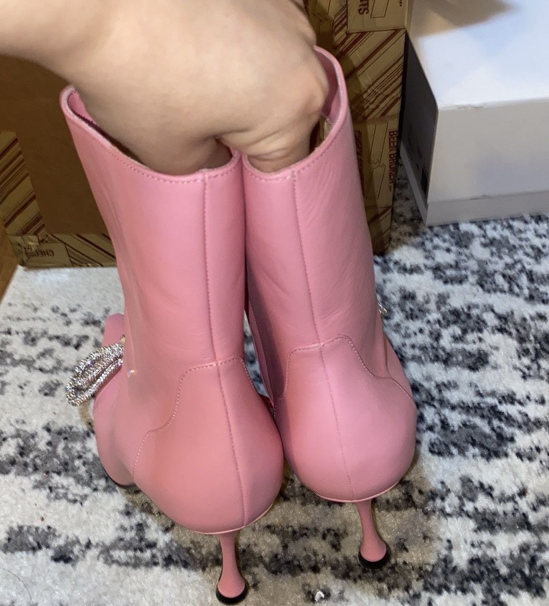 Mach & Mach Crystal Embellished Double Bow Bootie size 40