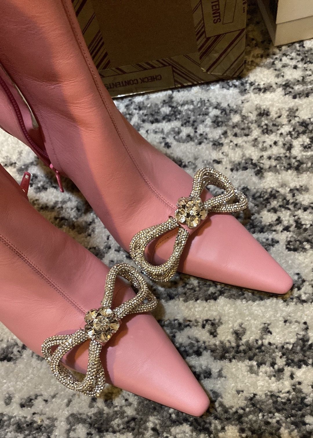 Mach & Mach Crystal Embellished Double Bow Bootie size 40