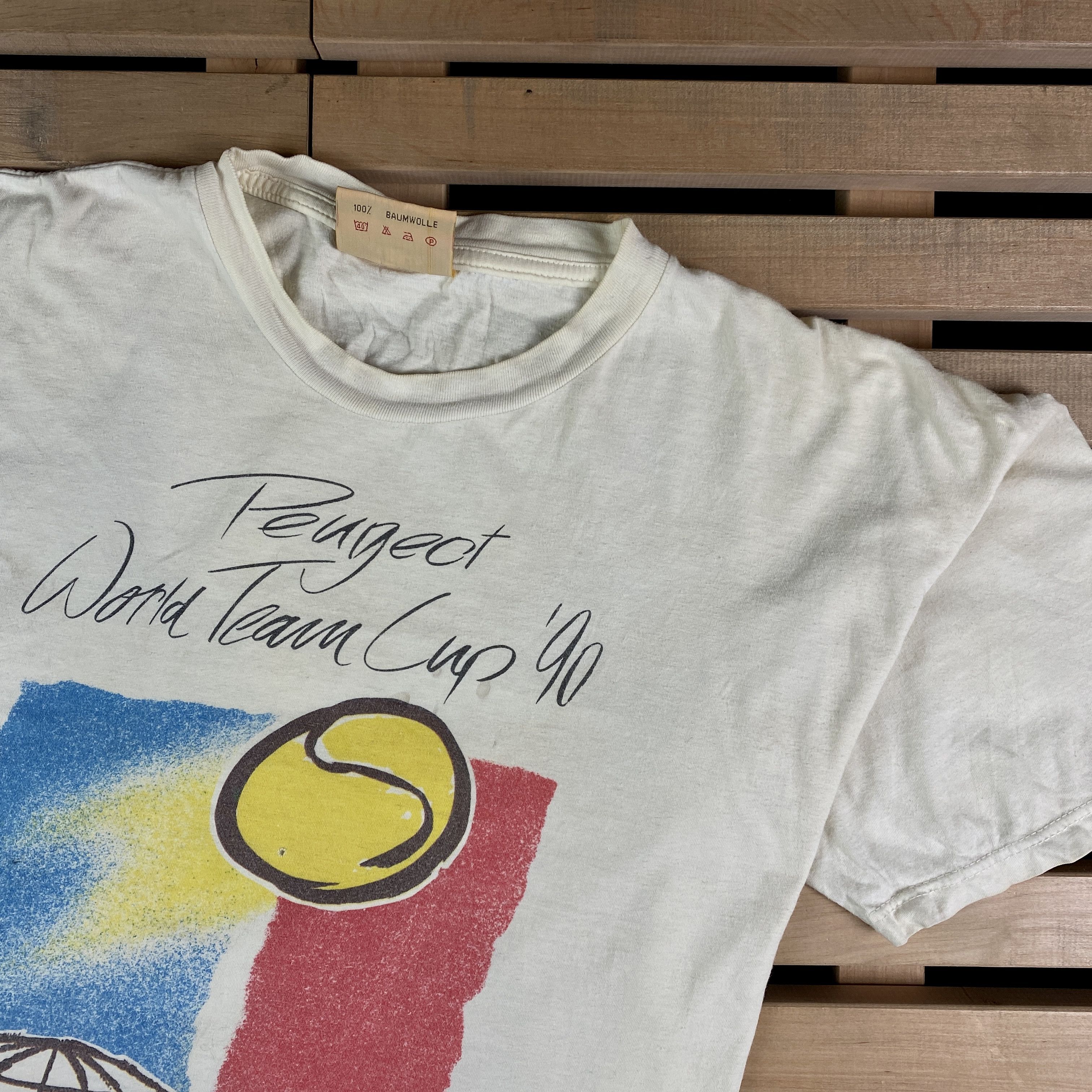 Vintage Mens Vintage T Shirt Peugeot World Team Cup 90 Size L Size US L / EU 52-54 / 3 - 2 Thumbnail