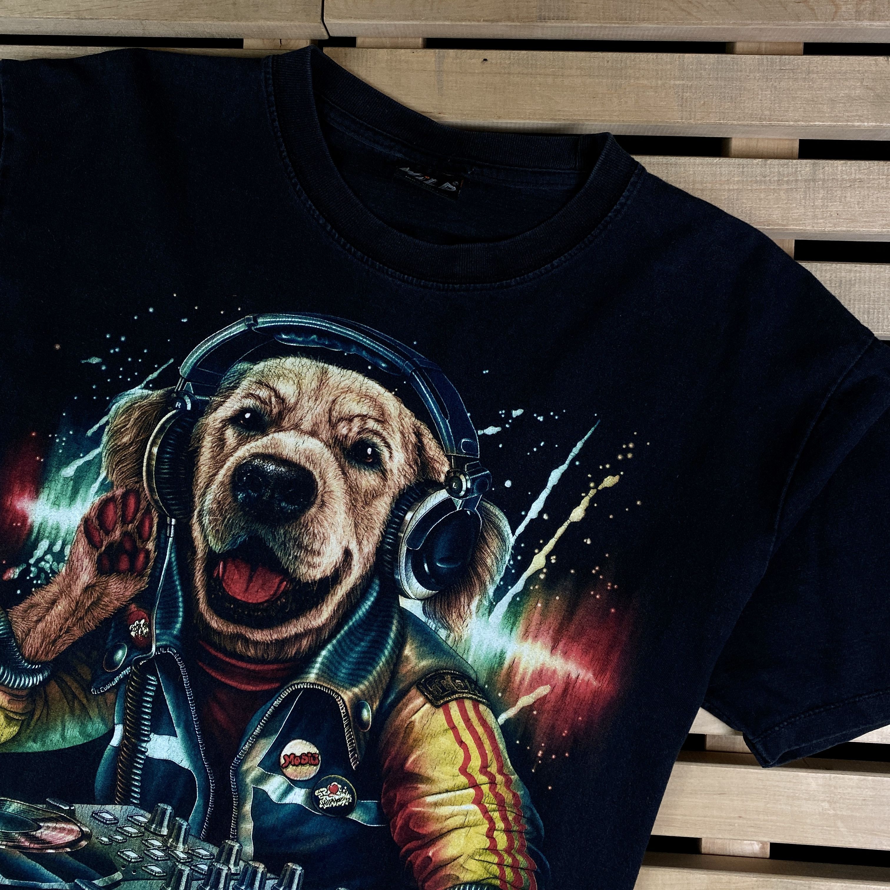 Band Tees × Vintage Mens Vintage T Shirt Dog DJ Size L Size US L / EU 52-54 / 3 - 2 Thumbnail