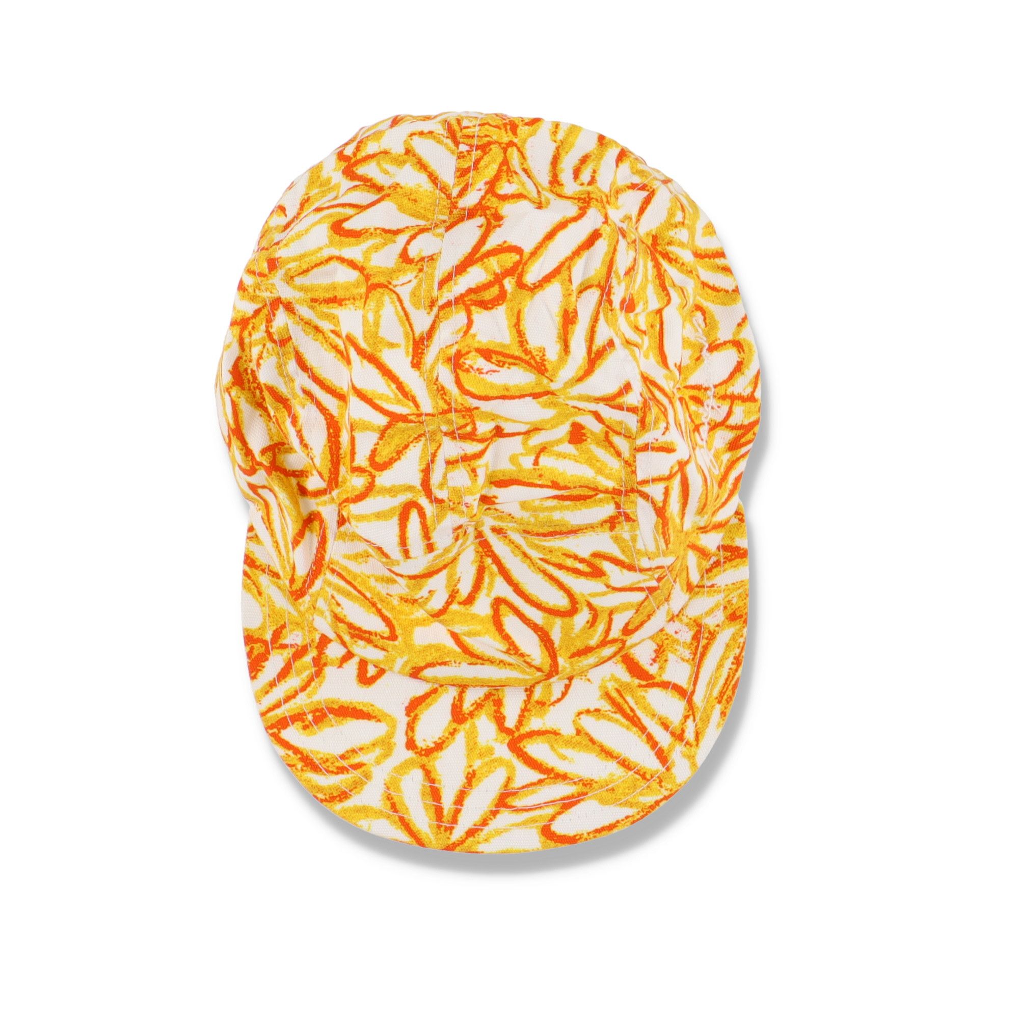 Yellow Floral Embroidered Logo 5 Panel Cap